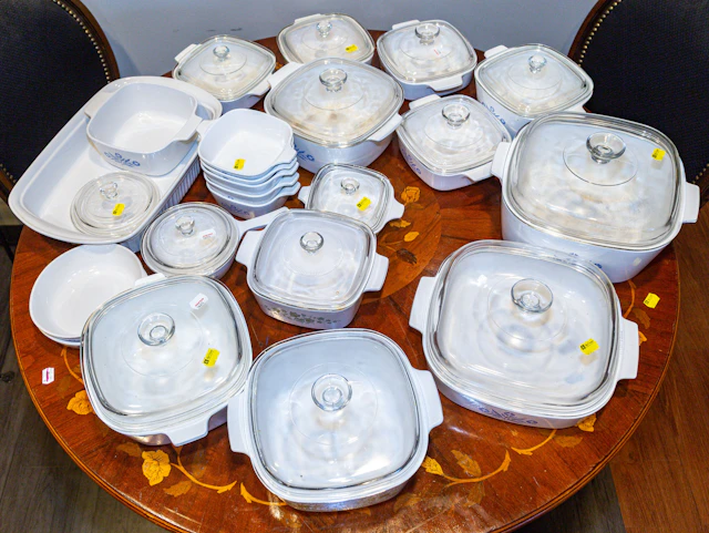 An Assortment of Vintage Corning Ovenware