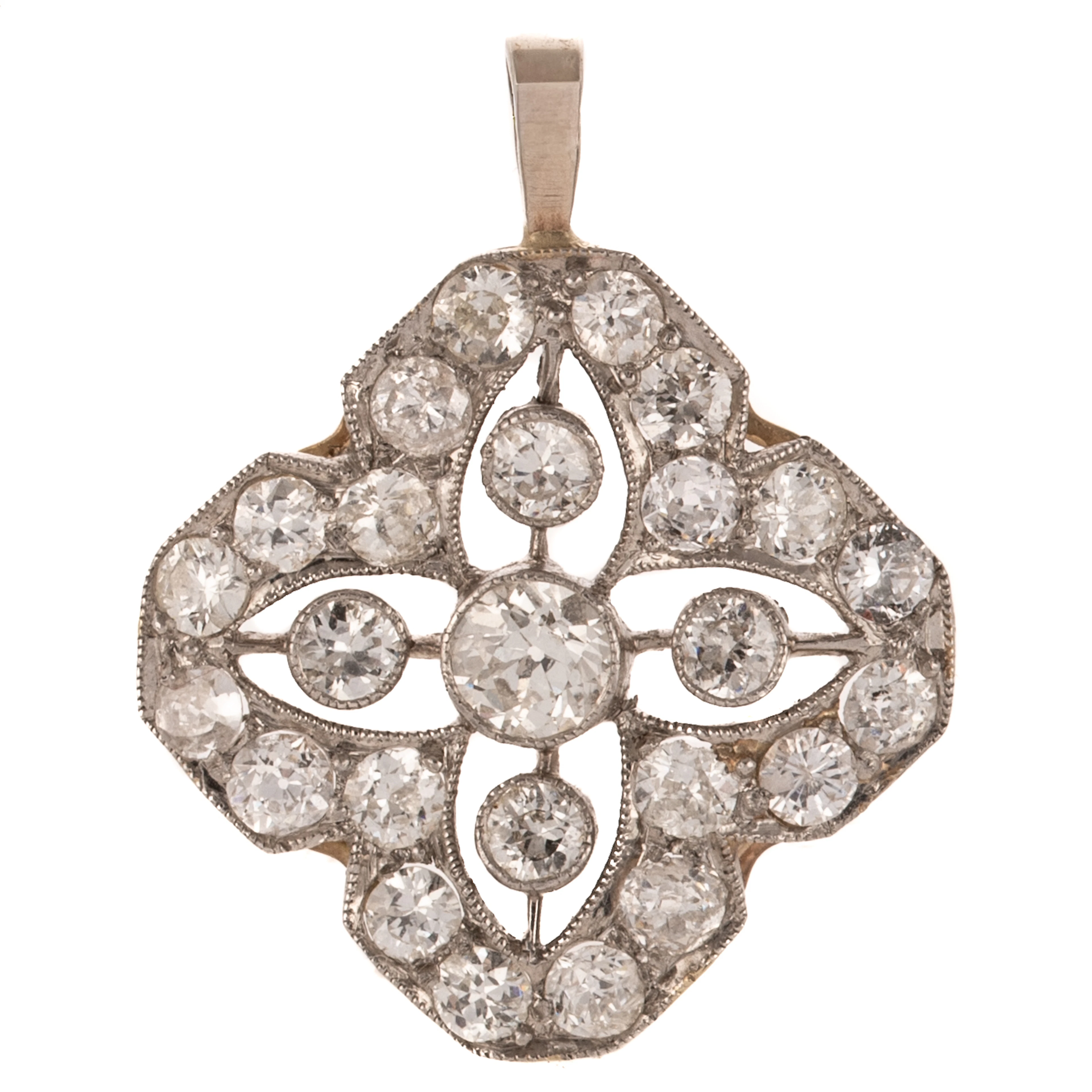 A Victorian Diamond Quatrefoil Pendant in 14K