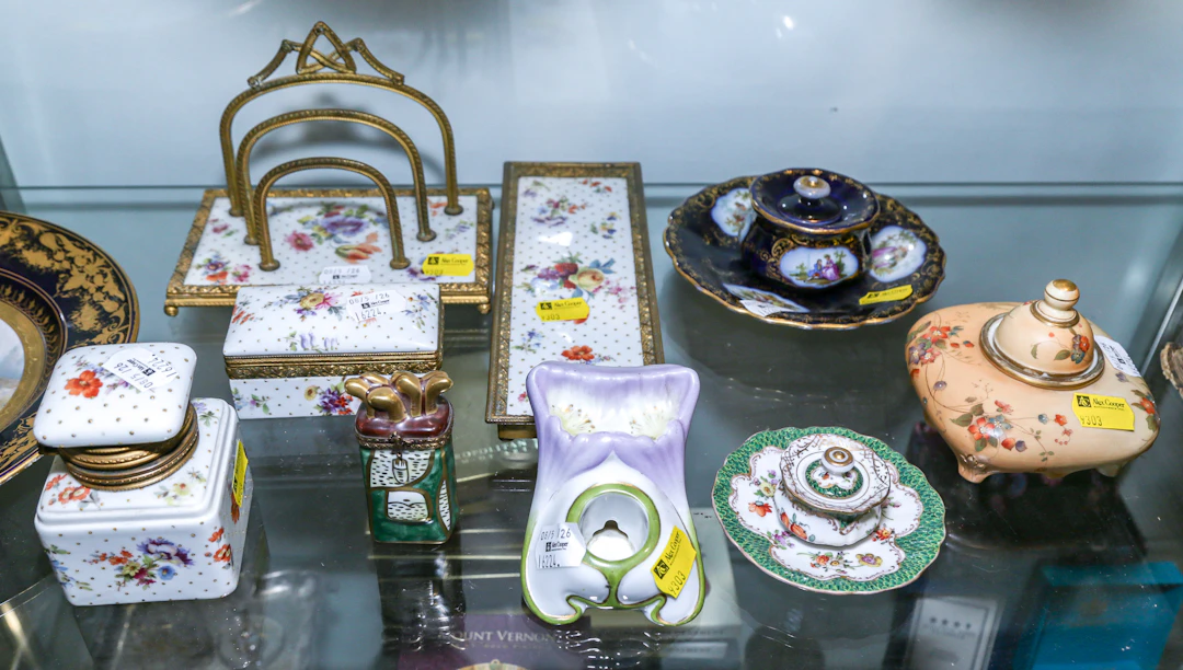 A Porcelain Desk Set & Other Porcelain Inkwells
