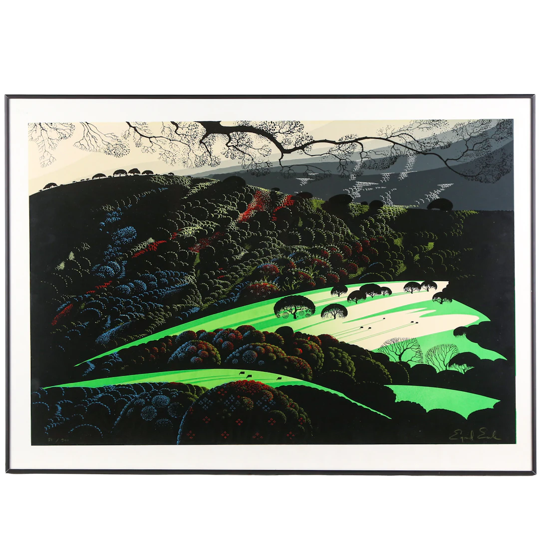 Eyvind Earle. Country Landscape, serigraph