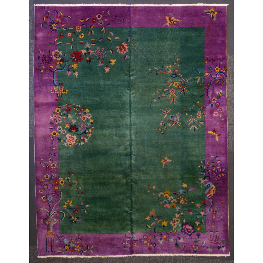 Antique Art Deco Nichols Rug, China, 8.11 x 12.5