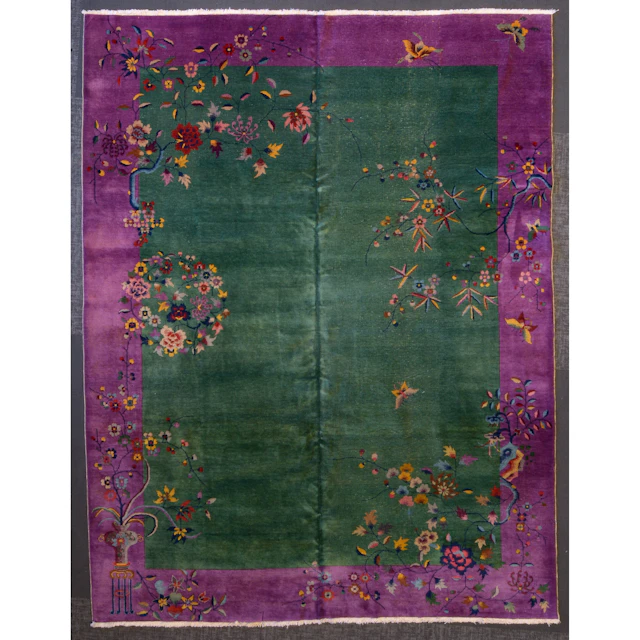 Antique Art Deco Nichols Rug, China, 8.11 x 12.5