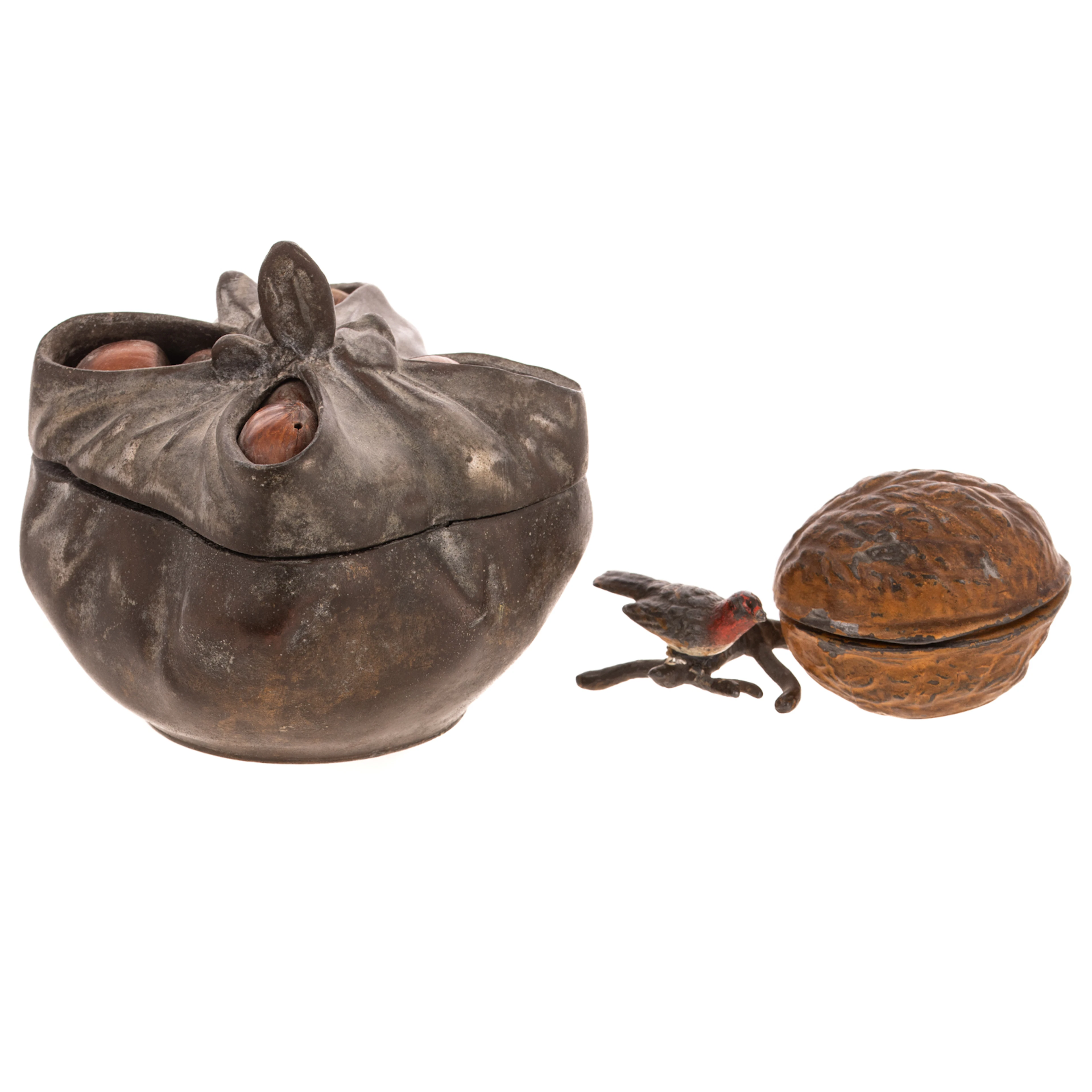 Two Nut Related Whimsical Inkwells