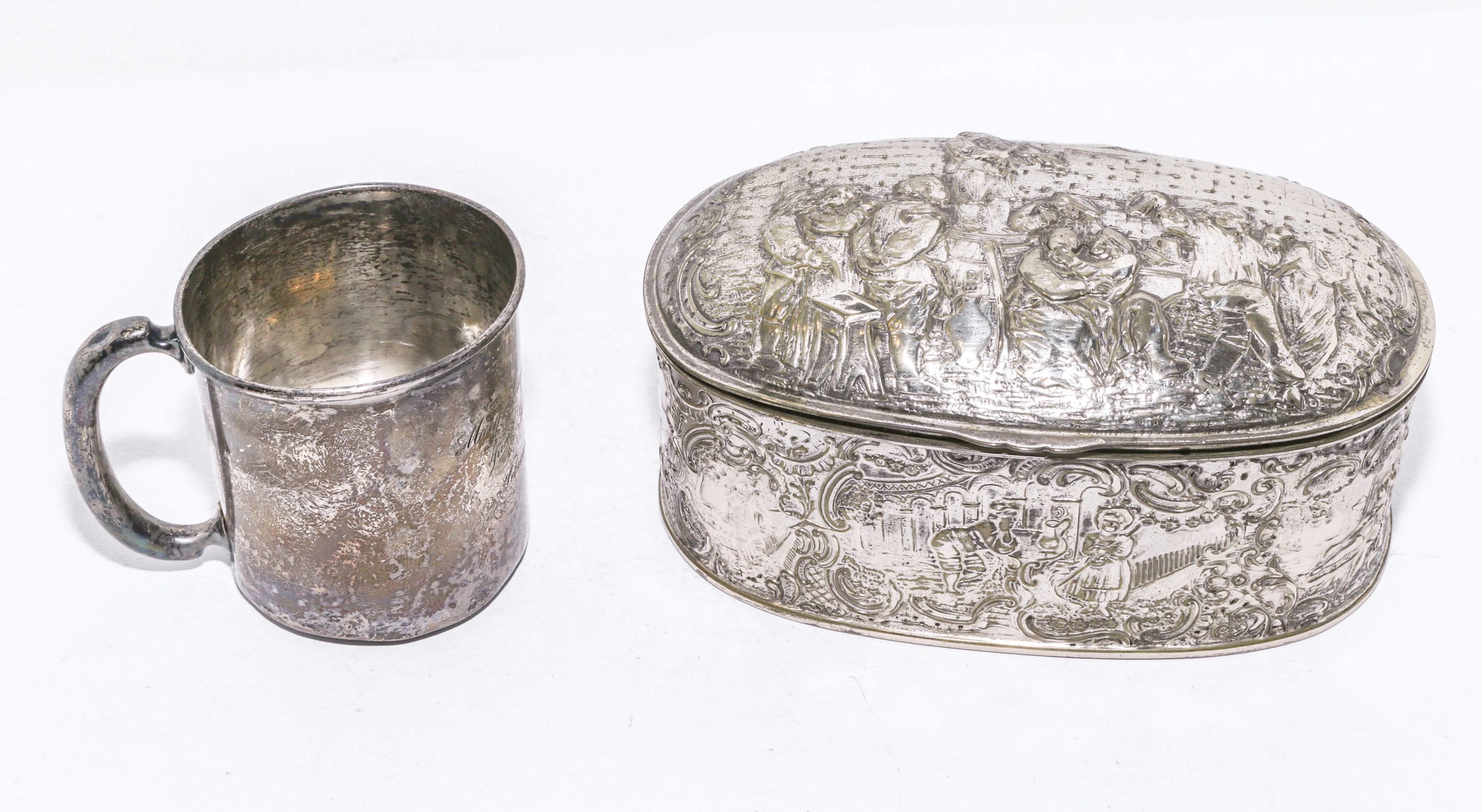 A Sterling Silver Baby Cup & Plated Box