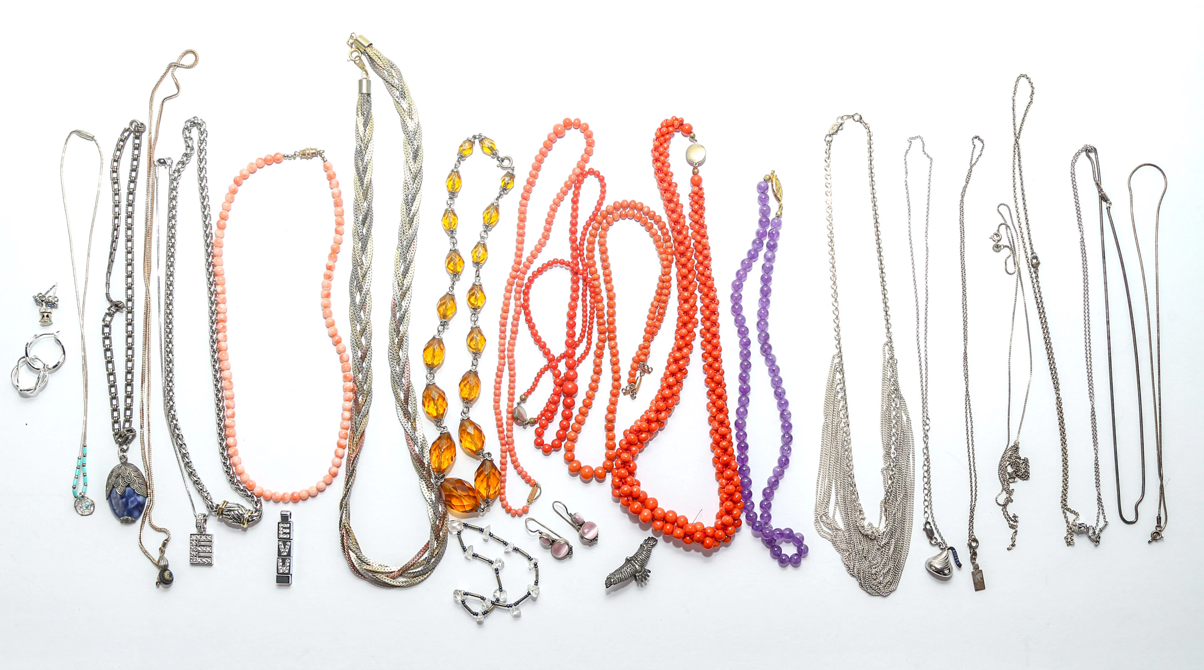 A Group of Sterling Chains & Fashion Jewelry