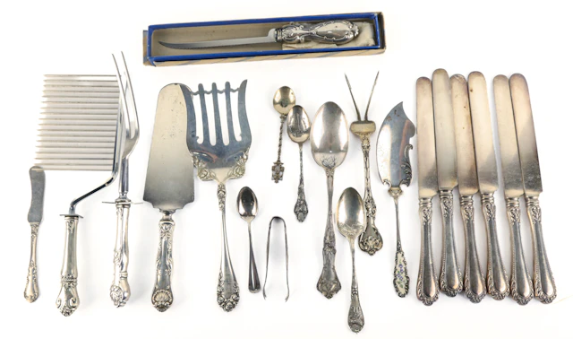 Group of Sterling & Silver Plated Flatware