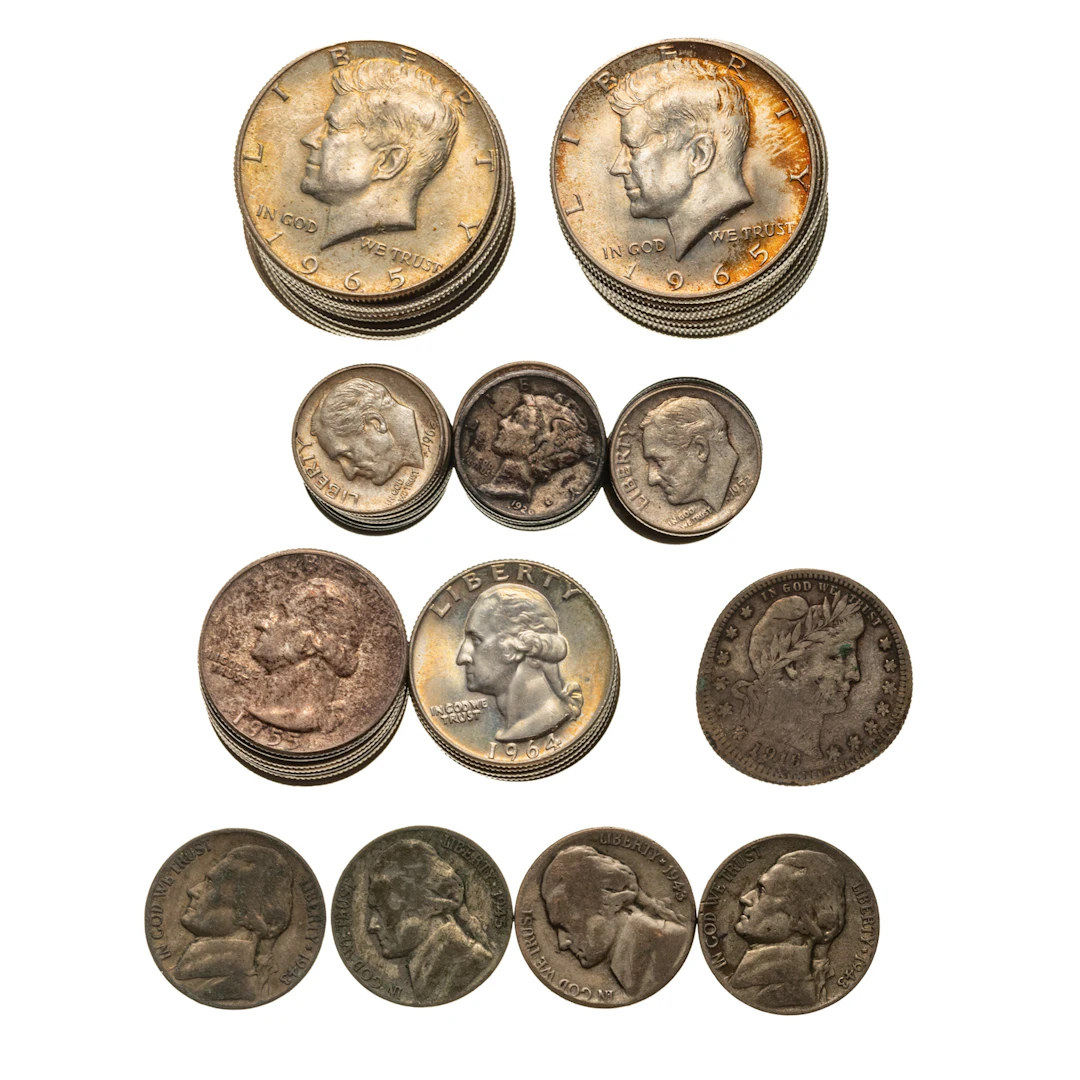 $9.95 Silver Face, 13-40% JFK, 4 Silver War Nickel