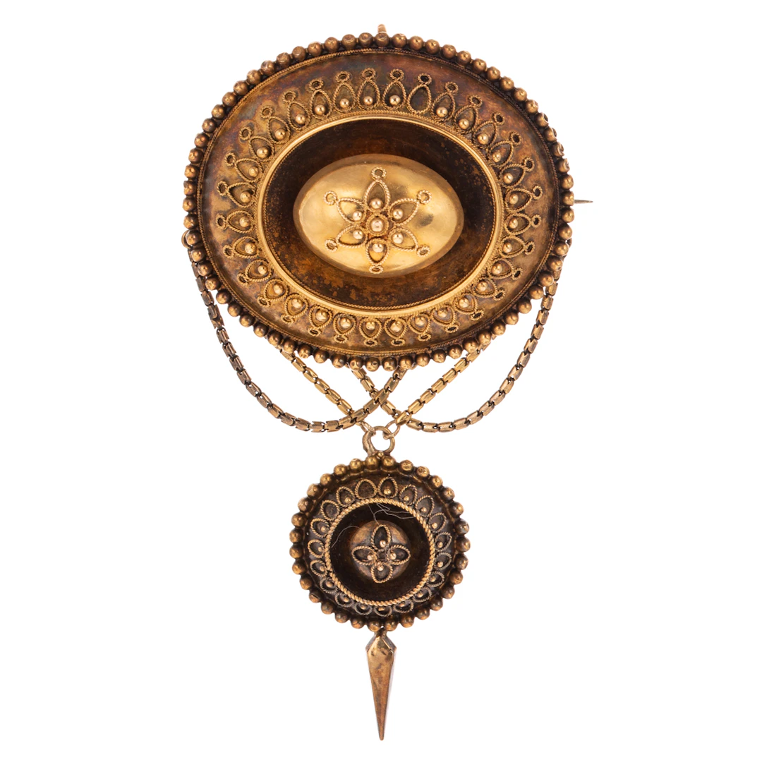 A Victorian Etruscan Revival Pin/Pendant in 14K