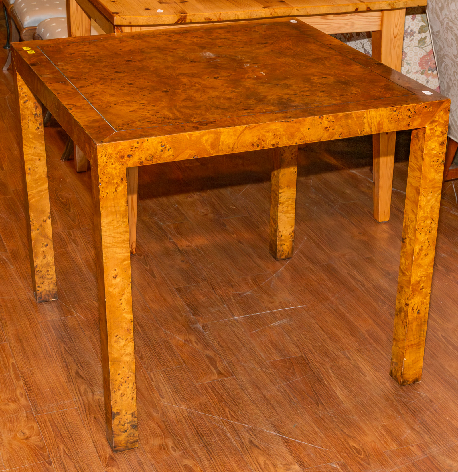Contemporary Table with Bookmatched Burlwood Top