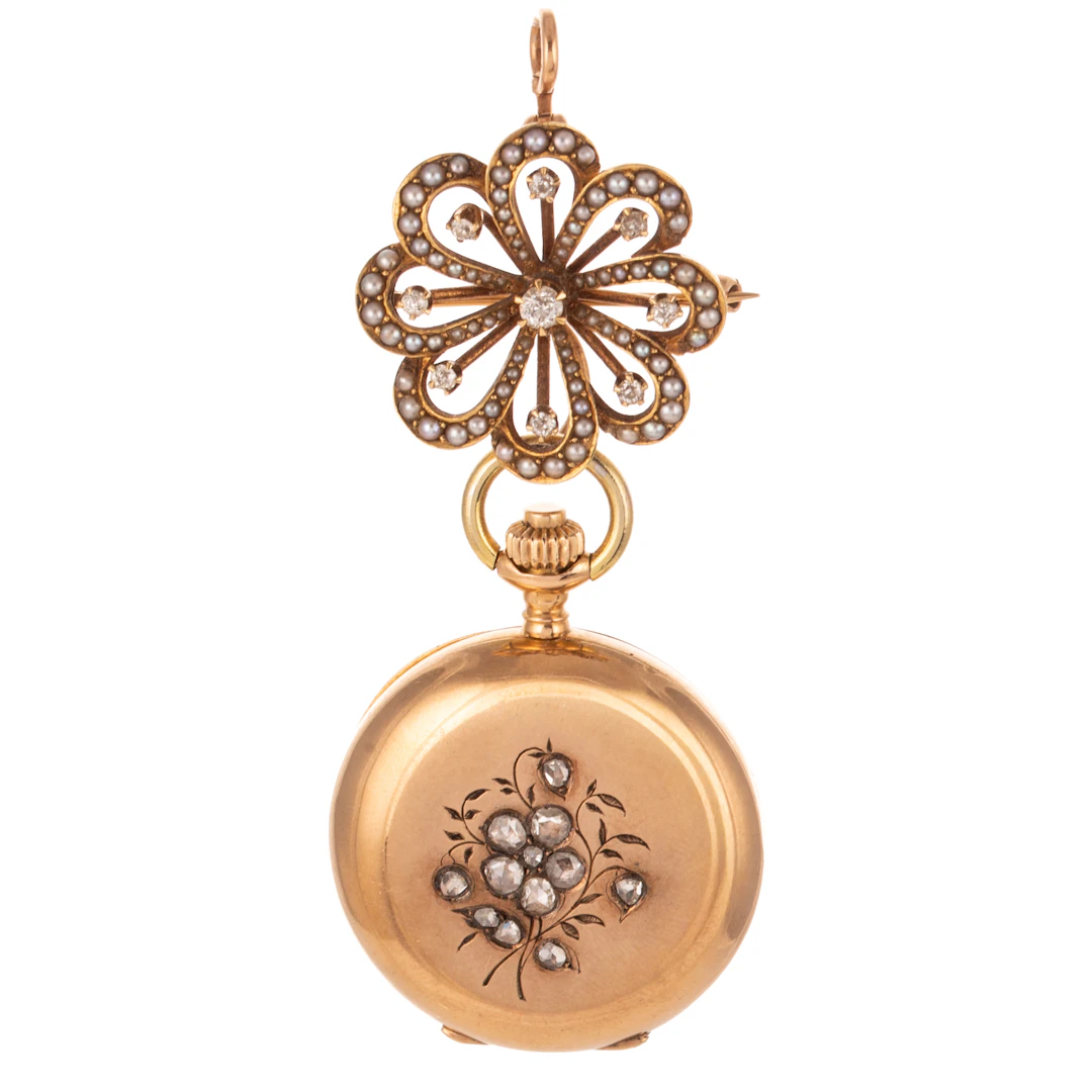 A Late Victorian Pendant Watch & Brooch in Gold