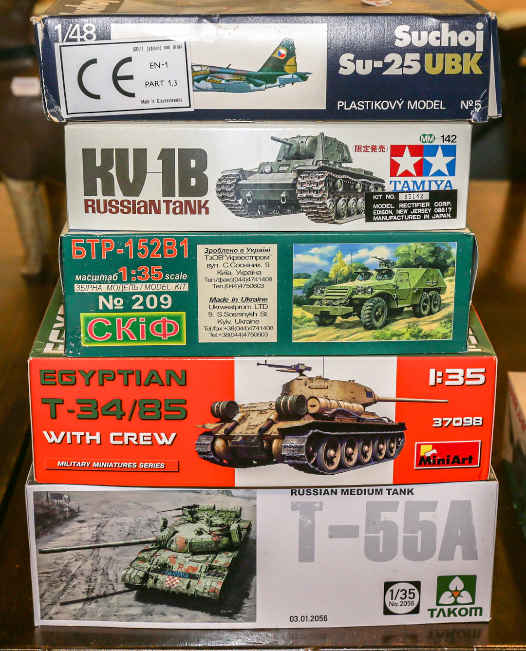 Four Russian Scale Model Kits & One Jet Fighter