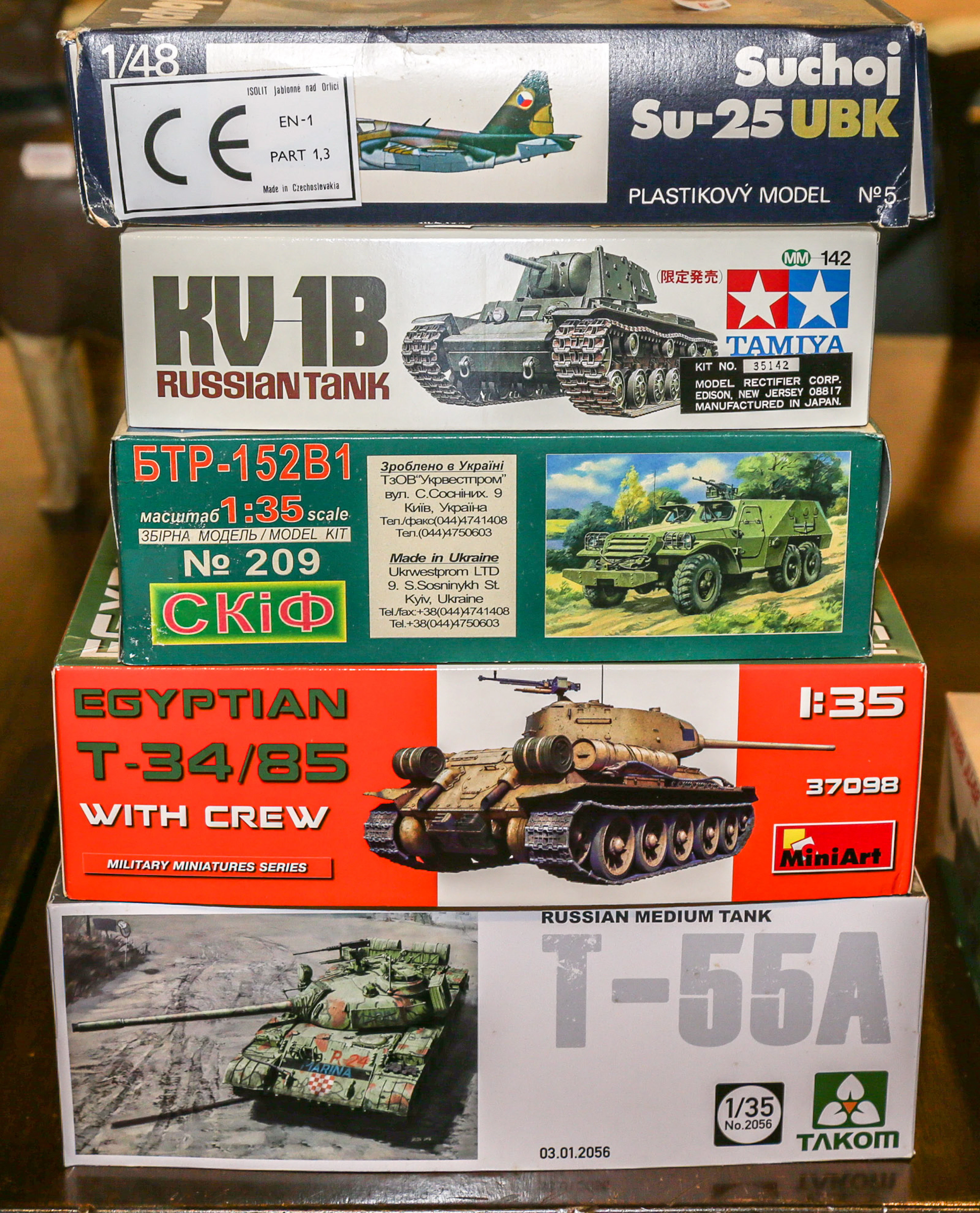 Four Russian Scale Model Kits & One Jet Fighter