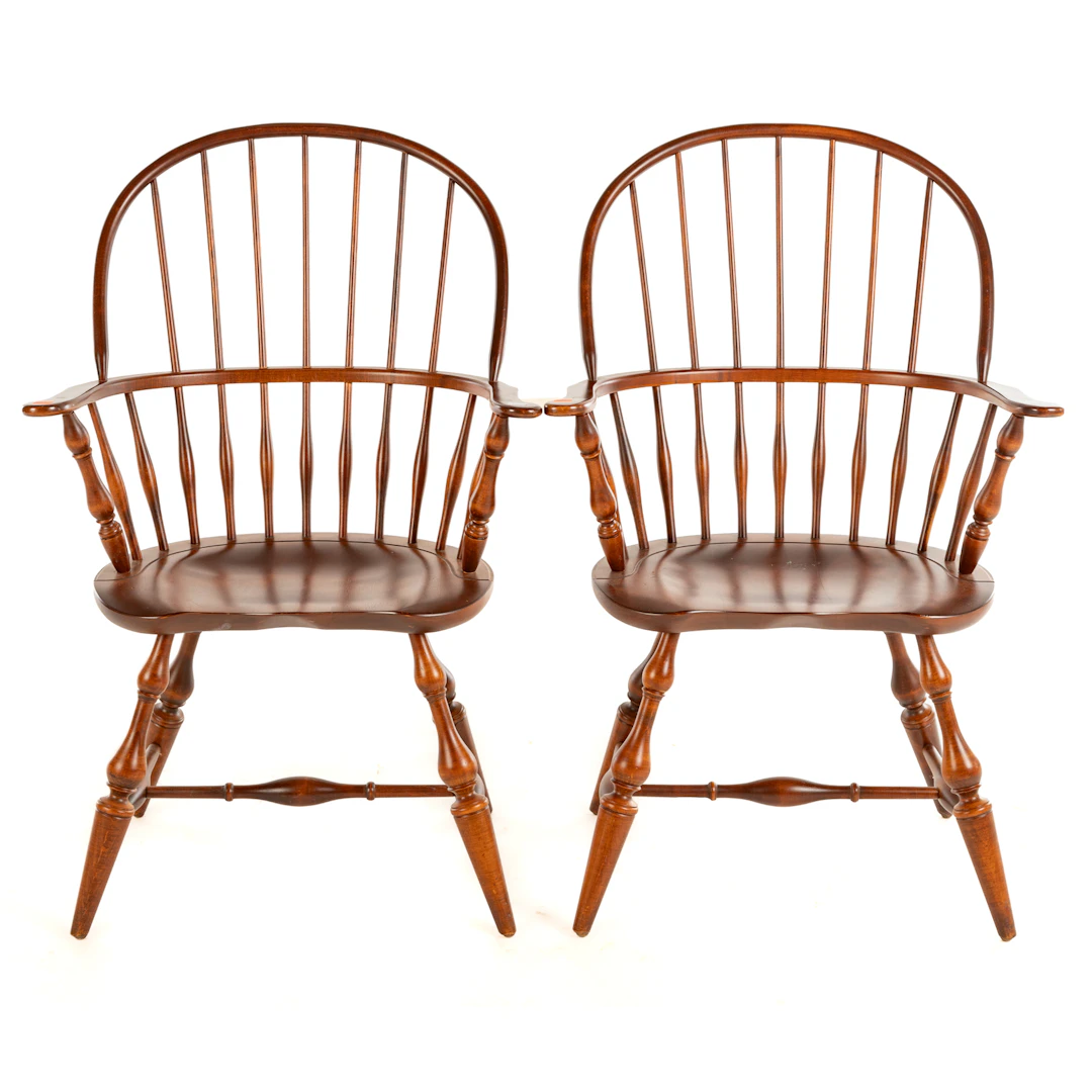 A Pair of Nicholes & Stone Cherry Windsor Chairs