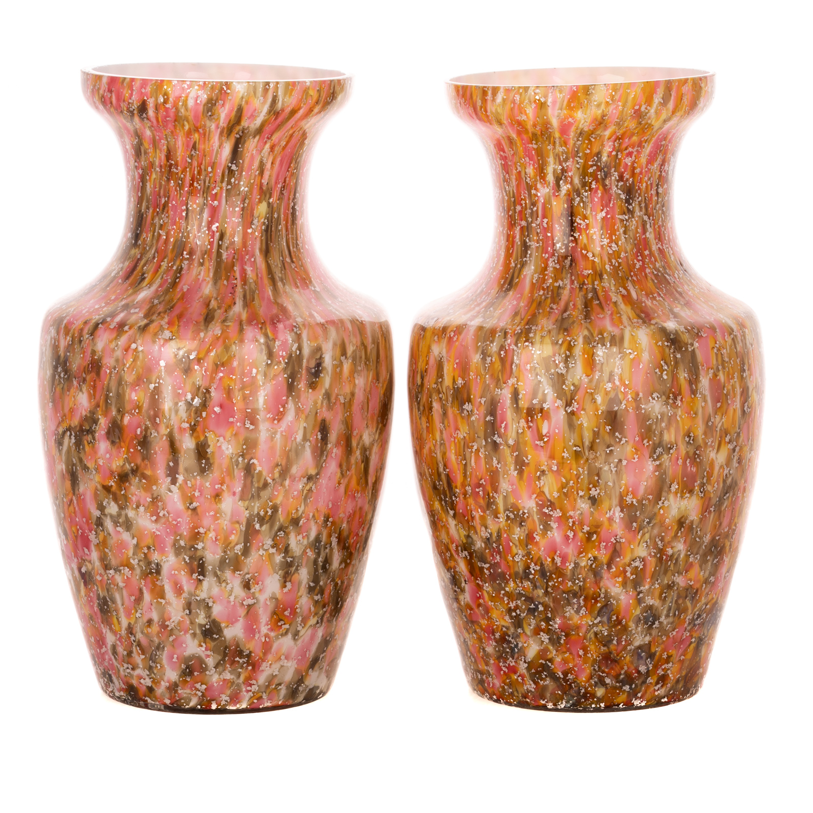 A Pair of Blown, Cased Art Glass Vases