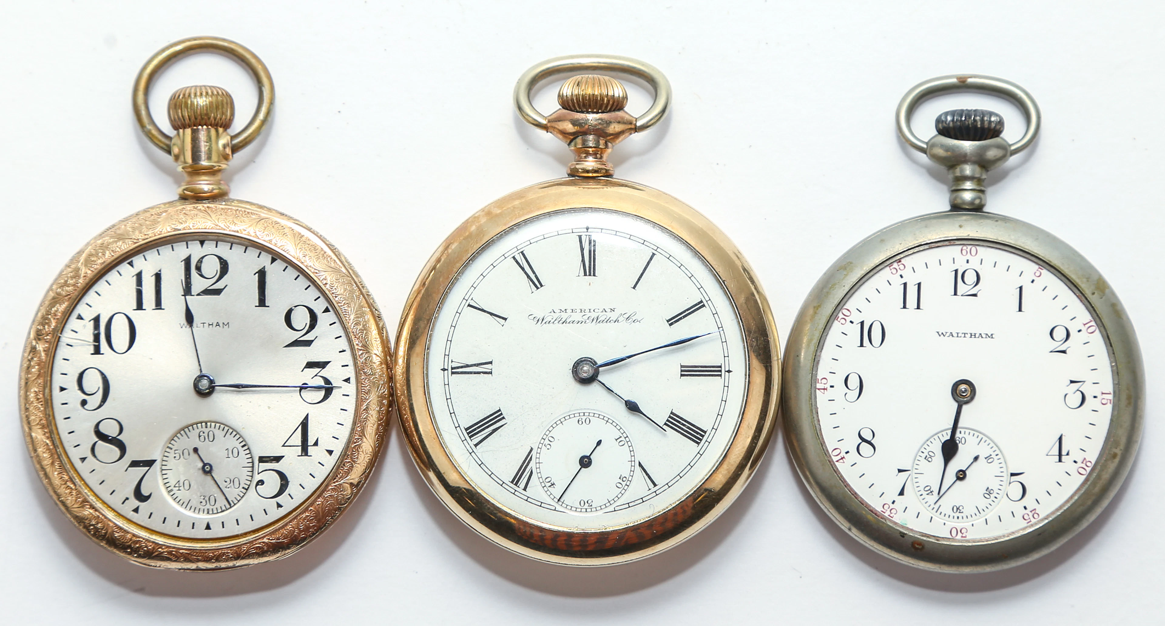 Trio of Open Face Pocket Watches