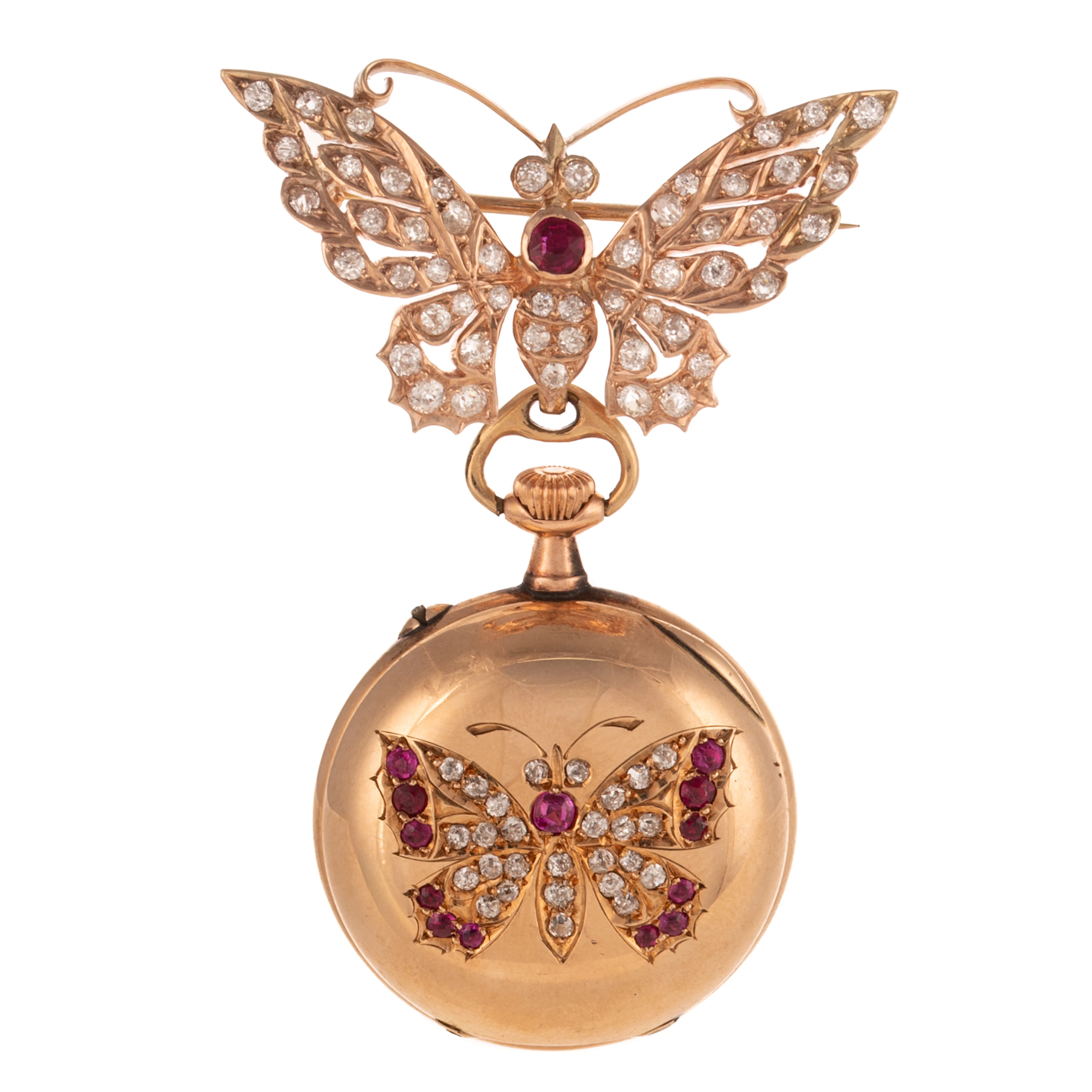 A Late Victorian Pendant Watch & Brooch in Gold