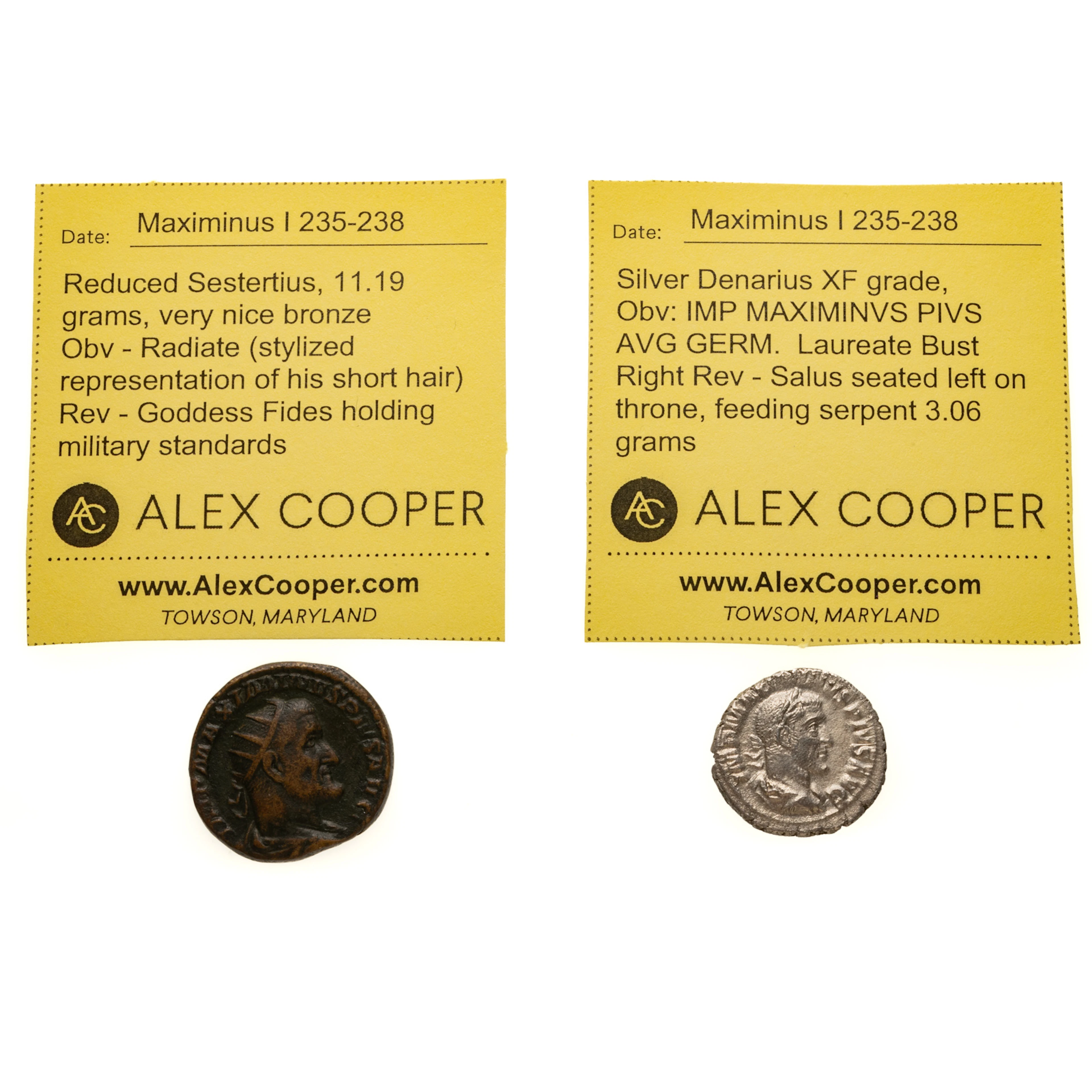 Maximinus AR Denarius & Reduced Sestertius