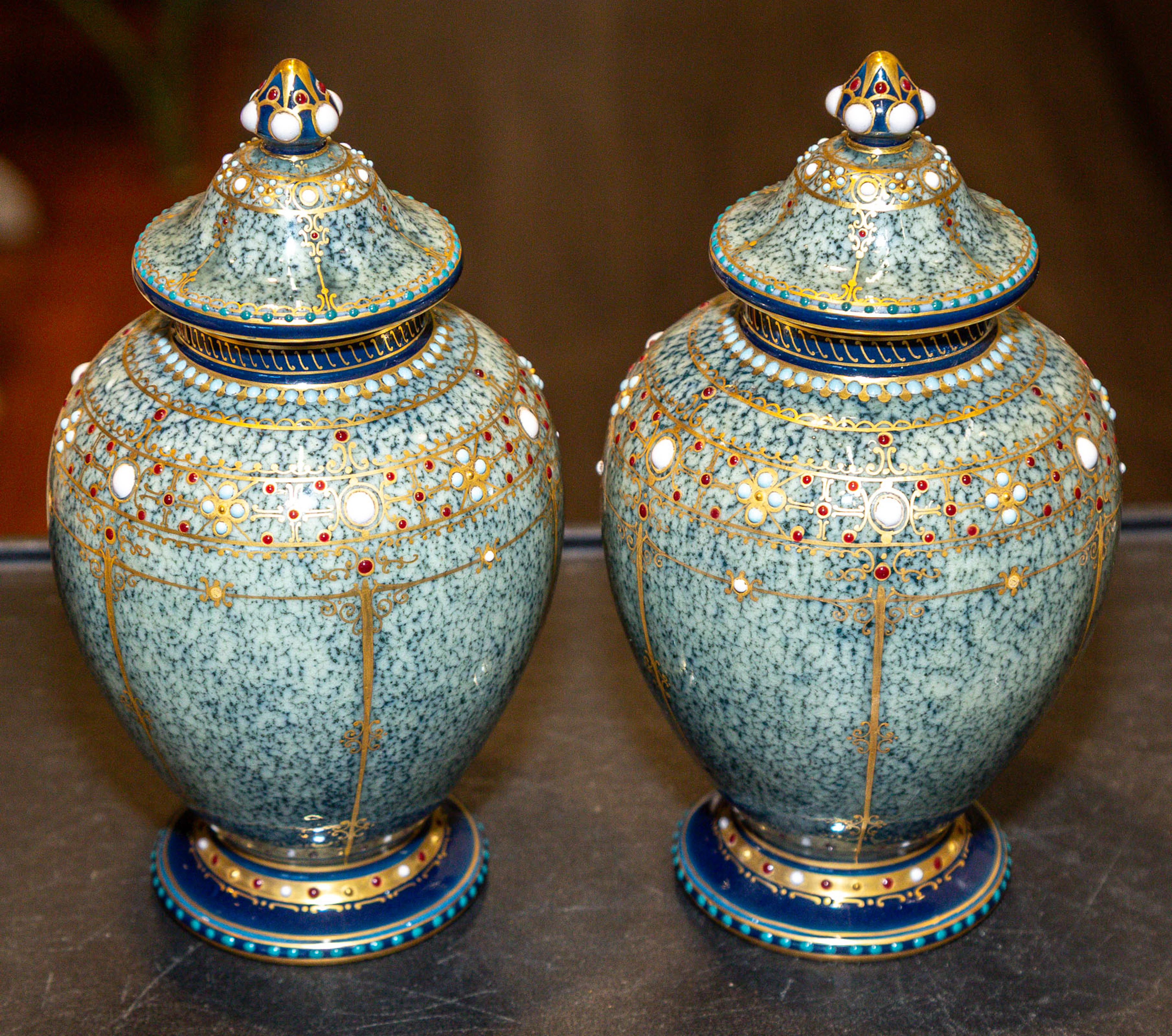 A Pair of KPM Porcelain Urns