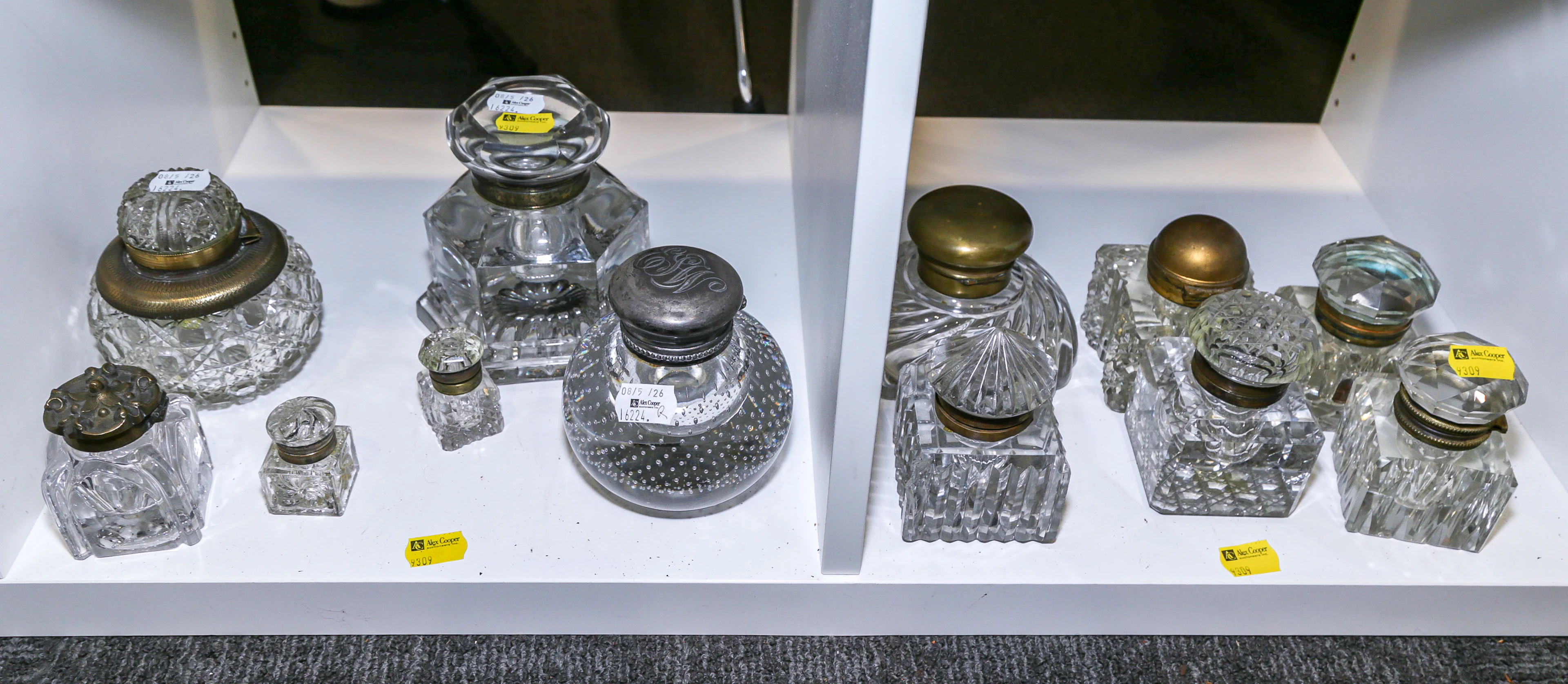 A Dozen Glass Inkwells