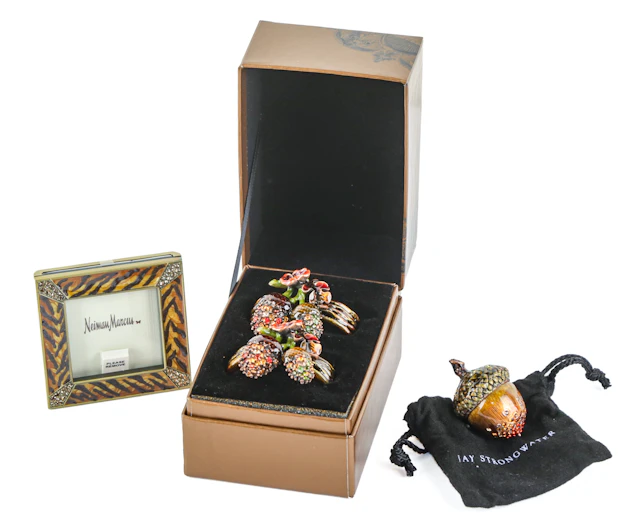 Four Jay Strongwater Enameled & Crystal Objects