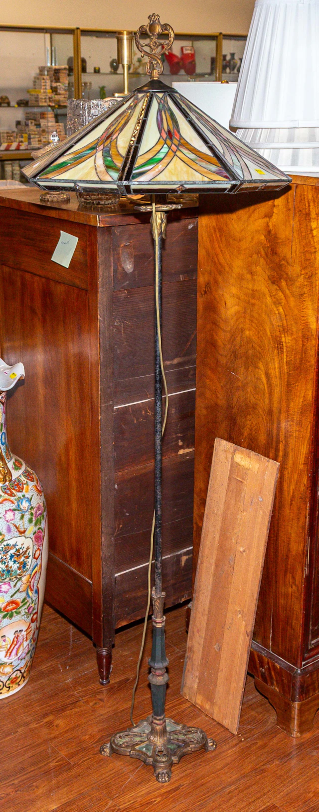 An Art Deco Patinated Iron Floor Lamp