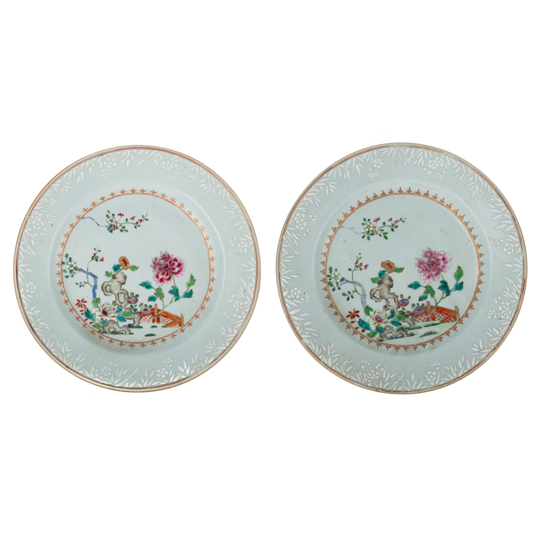 A Pair of Chinese Export Famille Rose Chargers