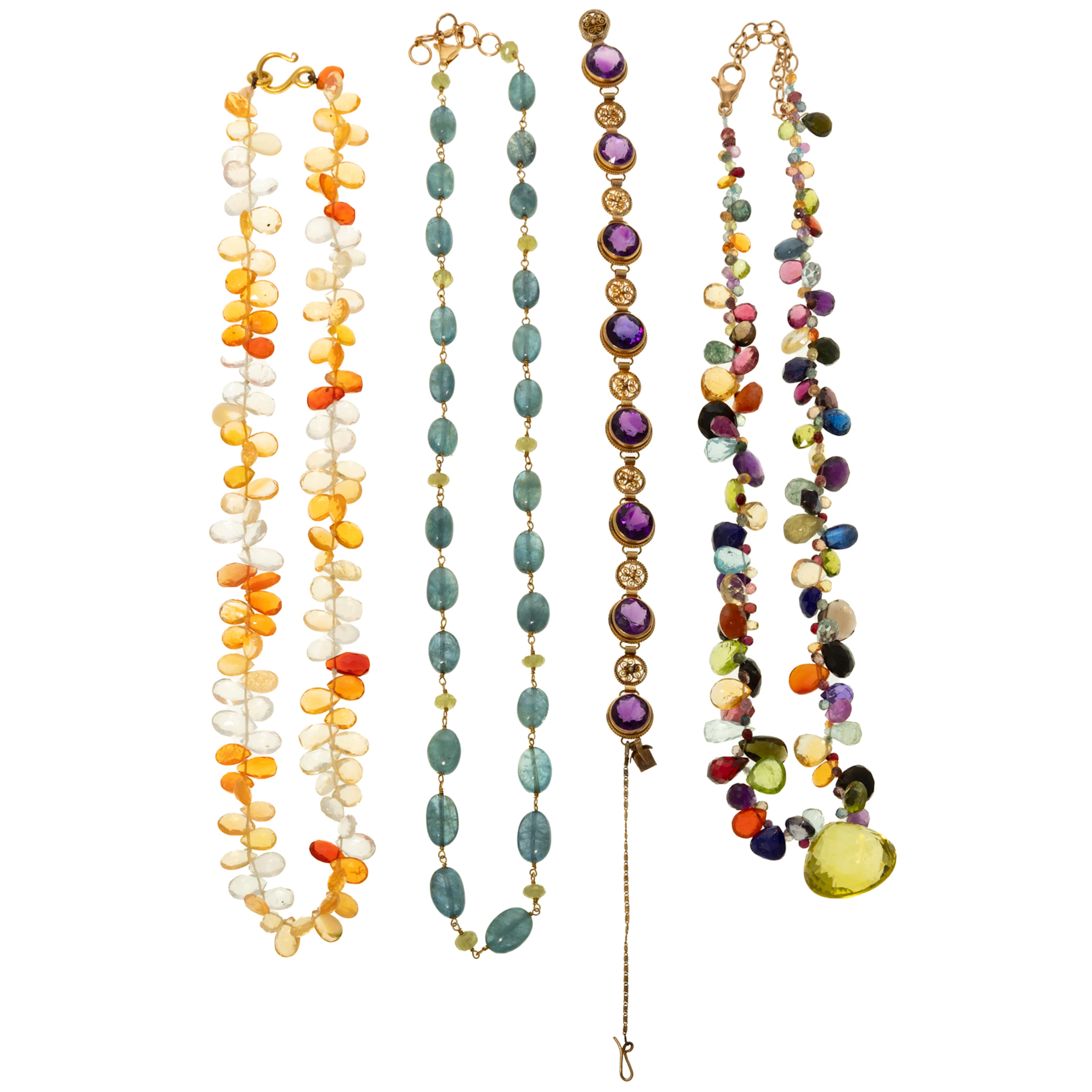 A Collection of Multi-Gemstone Jewelry in Gold