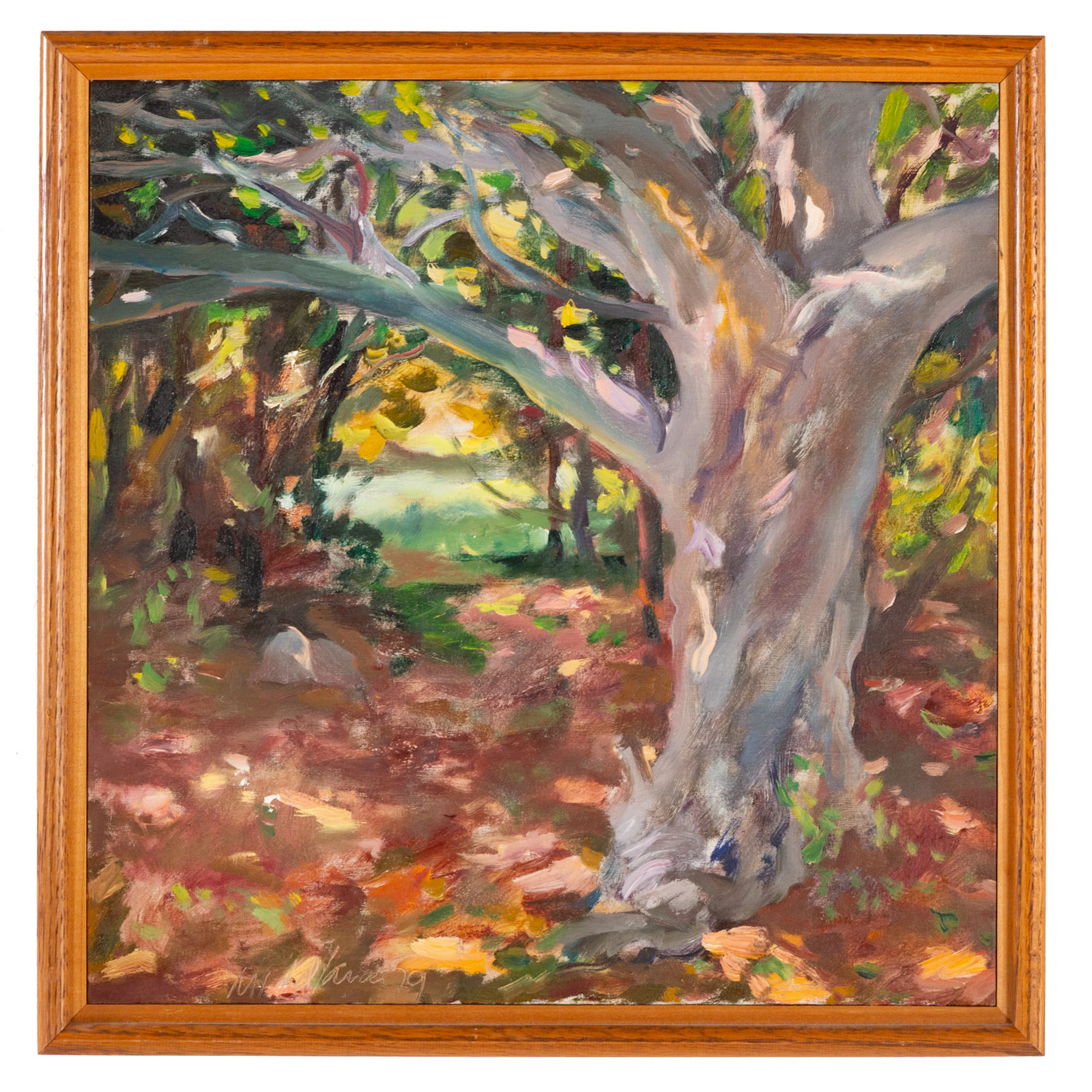 Raoul Middleman. Tree Along a Forest Path, oil