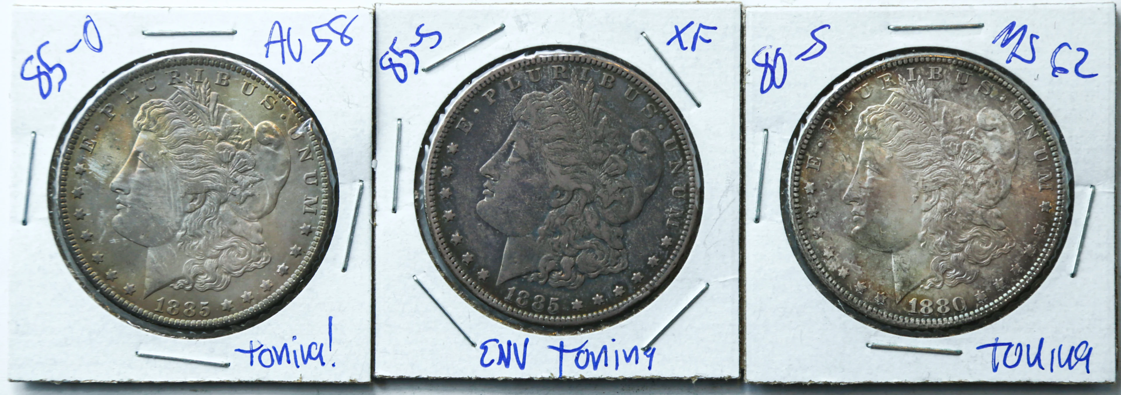 Three Toned Morgan Dollars