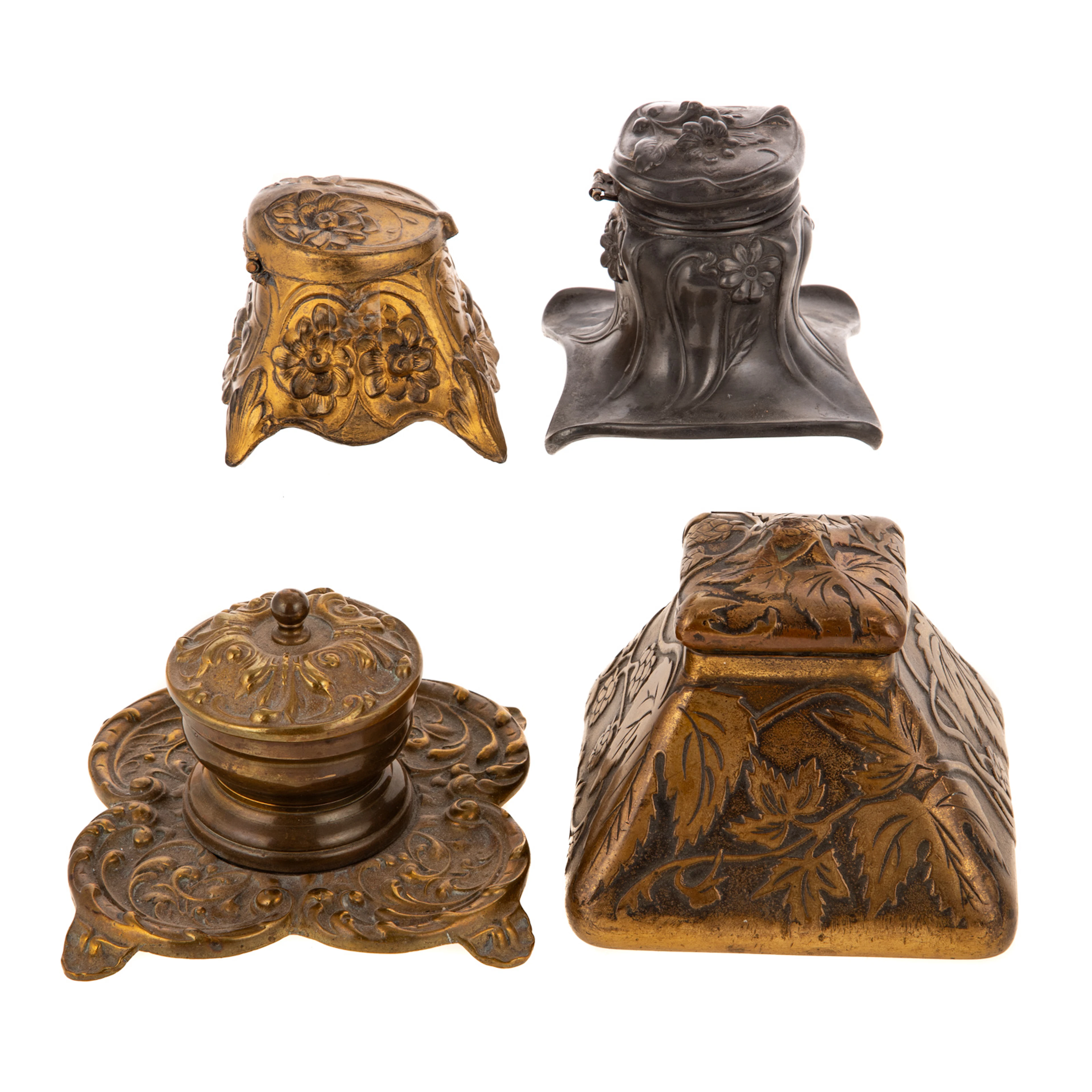 Four Art Nouveau Style Inkwells
