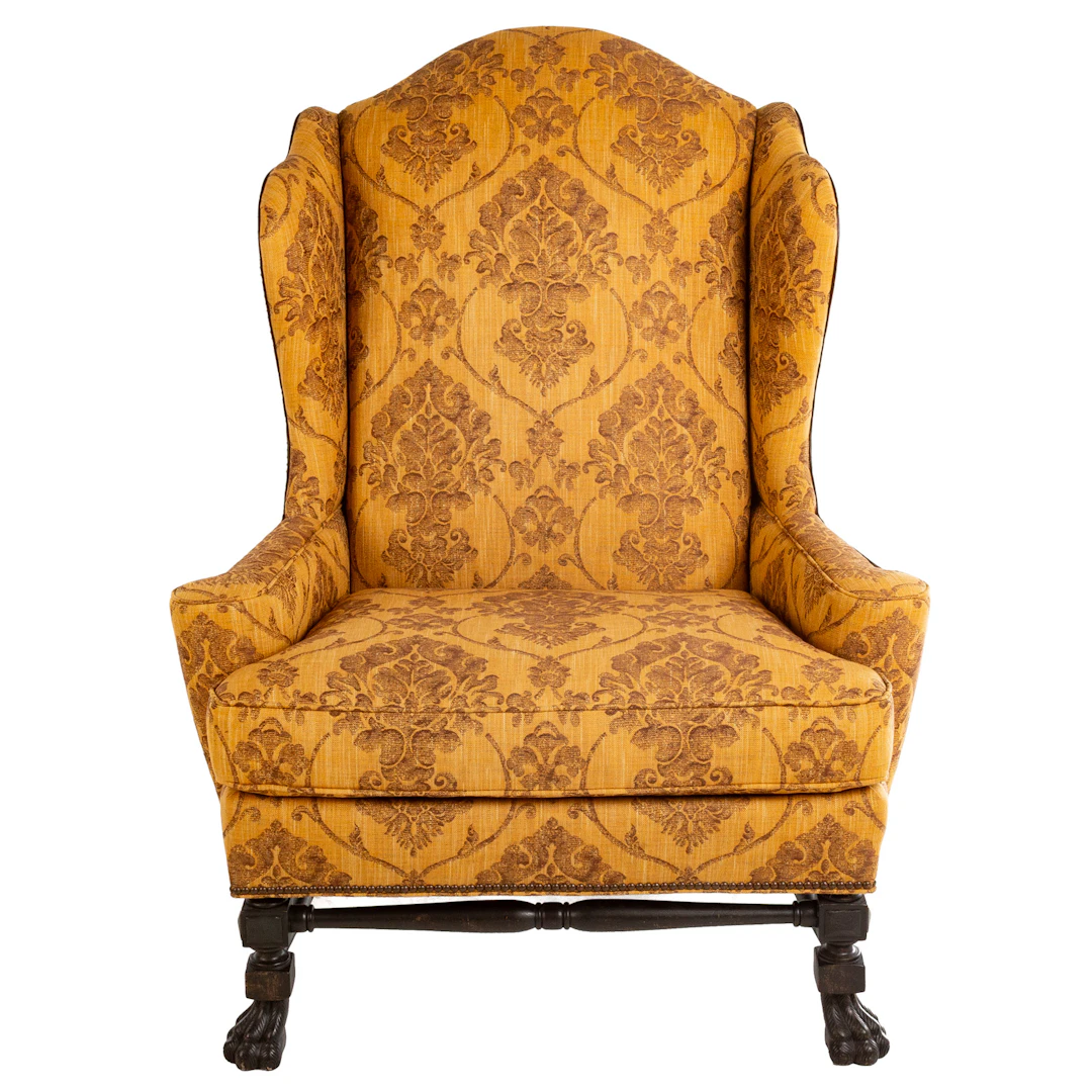 Irish Chippendale Style Wing Back Armchair