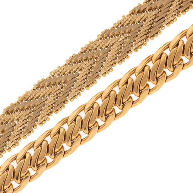 Two Chain Link Bracelets in 14K & 18K