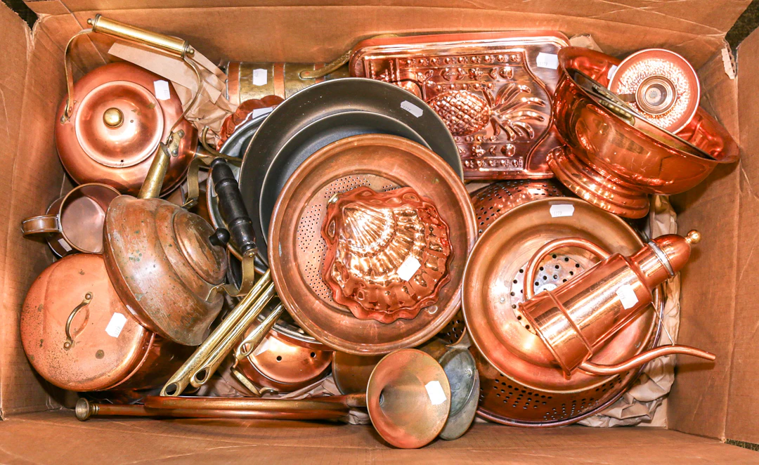 A Large Assortment of Copper Kitchenware