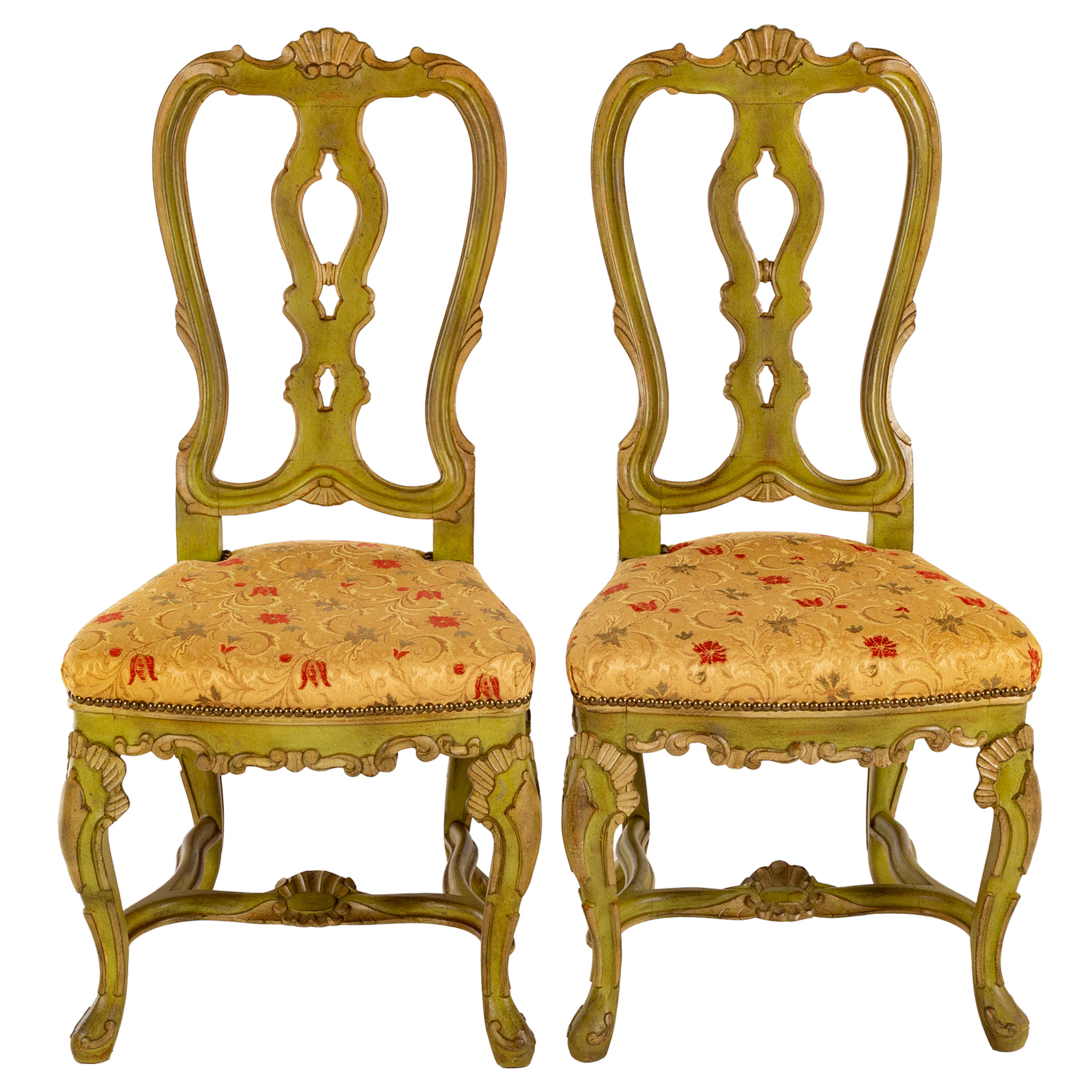 A Pair of Venetian Style Painted Side Chairs