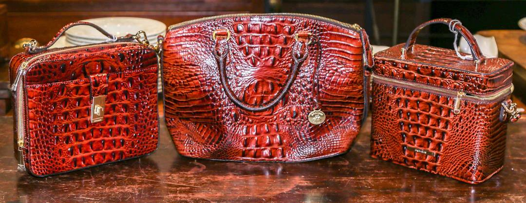 Three Embossed Leather Brahmin Handbags