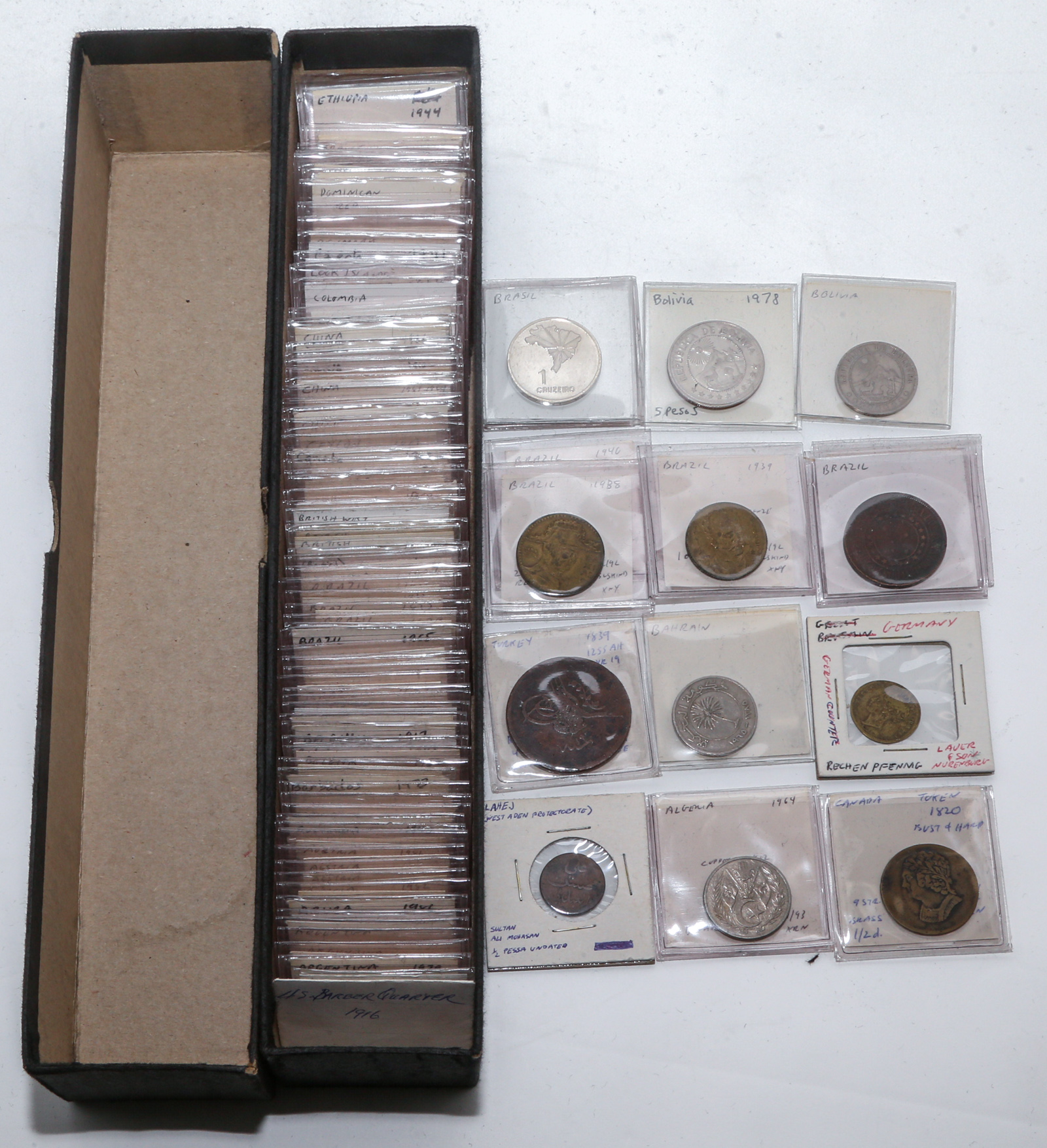 Long 2x2 Box of 90+ World & Interesting Coins
