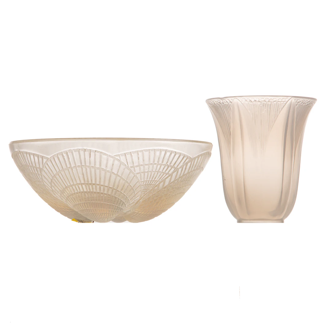 A Rene Lalique "Coquilles" Bowl & "Campanule" Vase