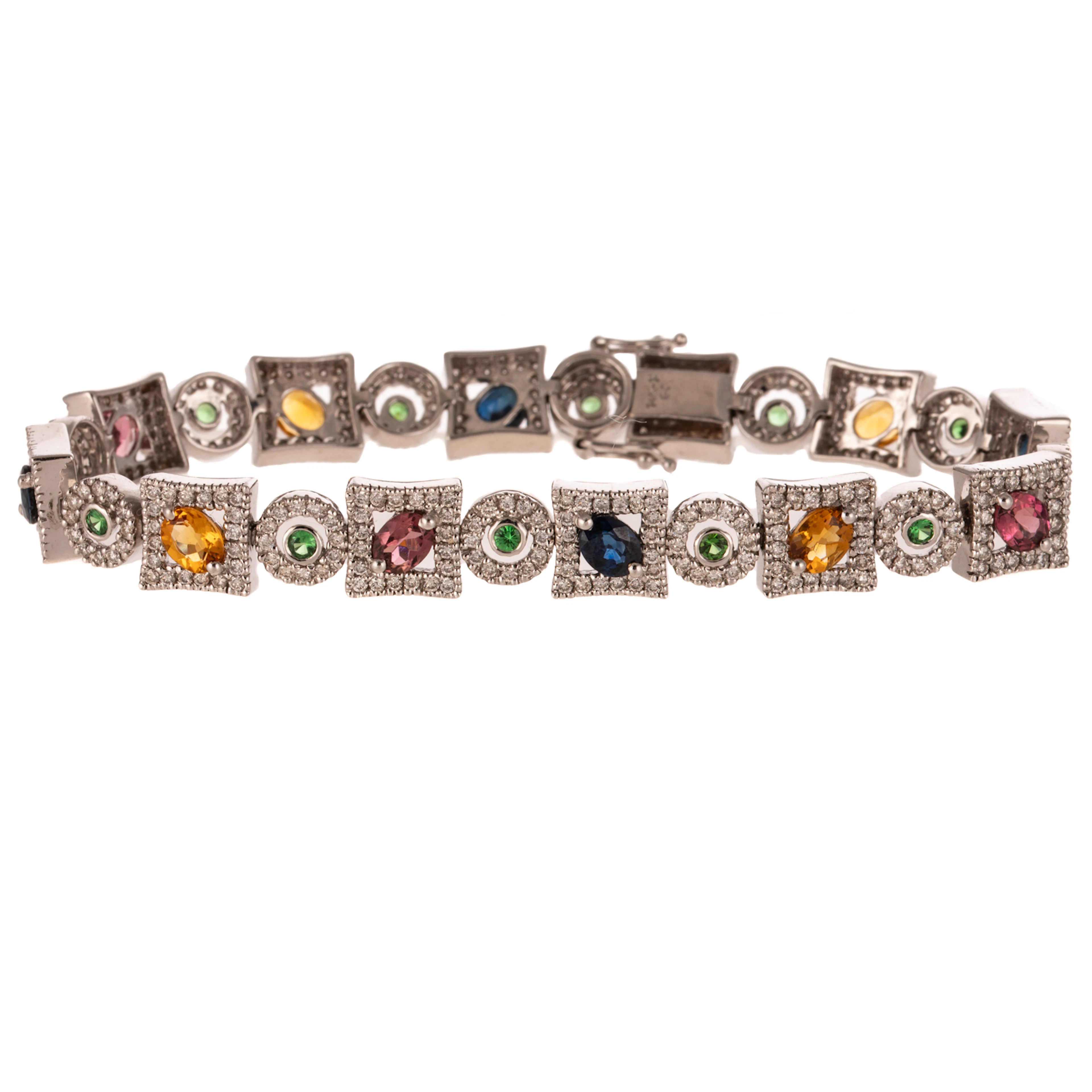 A Colorful Gemstone & Diamond Bracelet in 14K