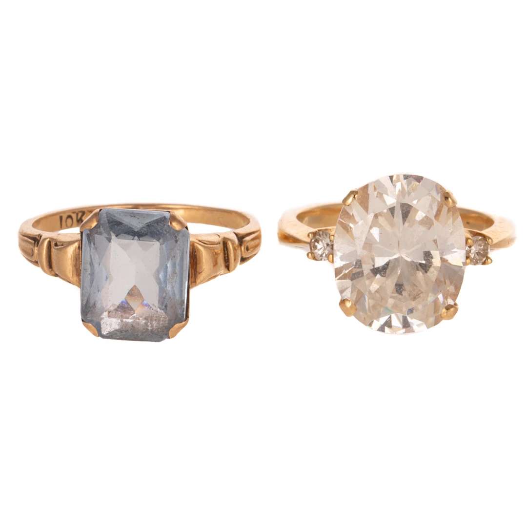 Two Classic Rings with CZ & Spinel in Gold