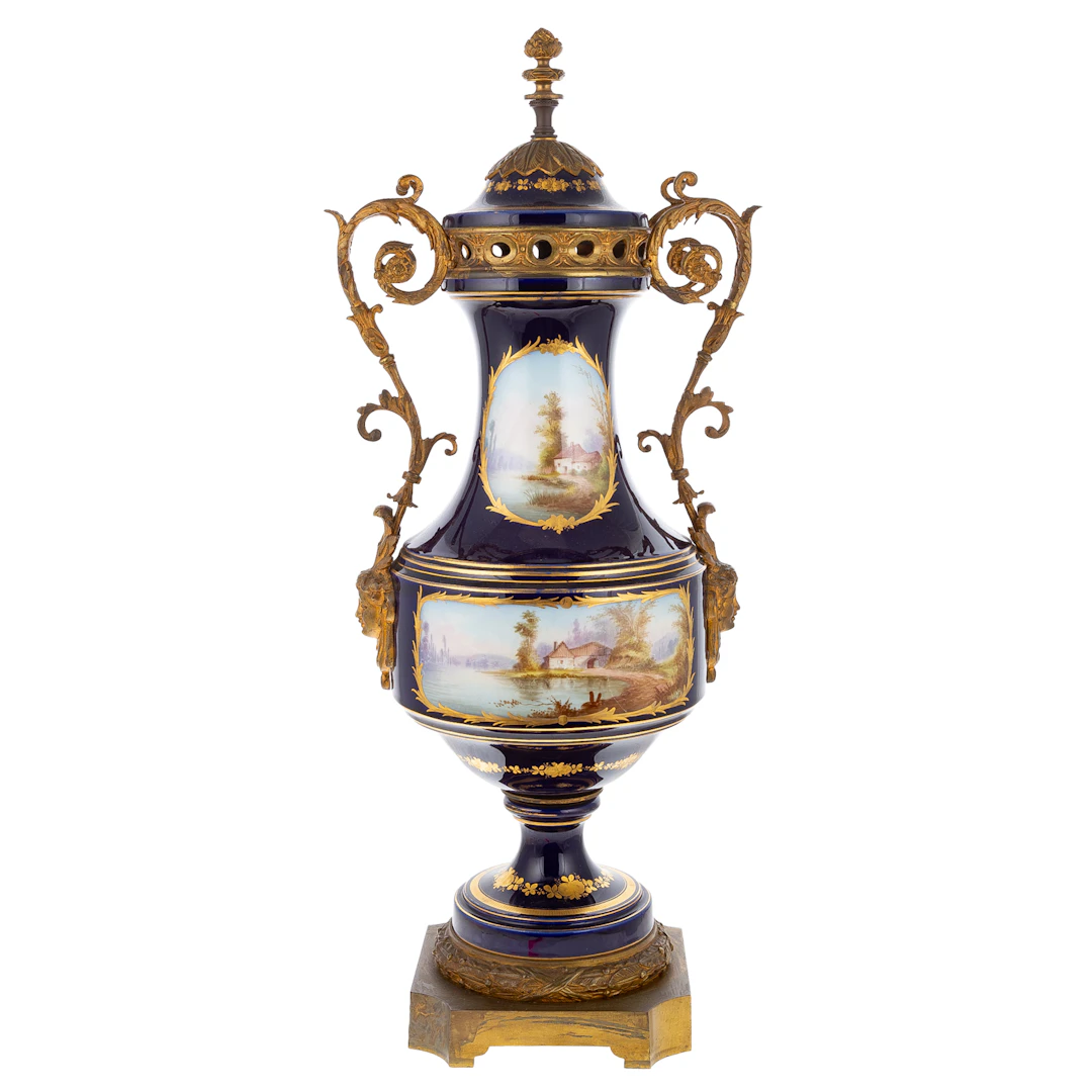 A Sevres Style Mounted Lidded Urn