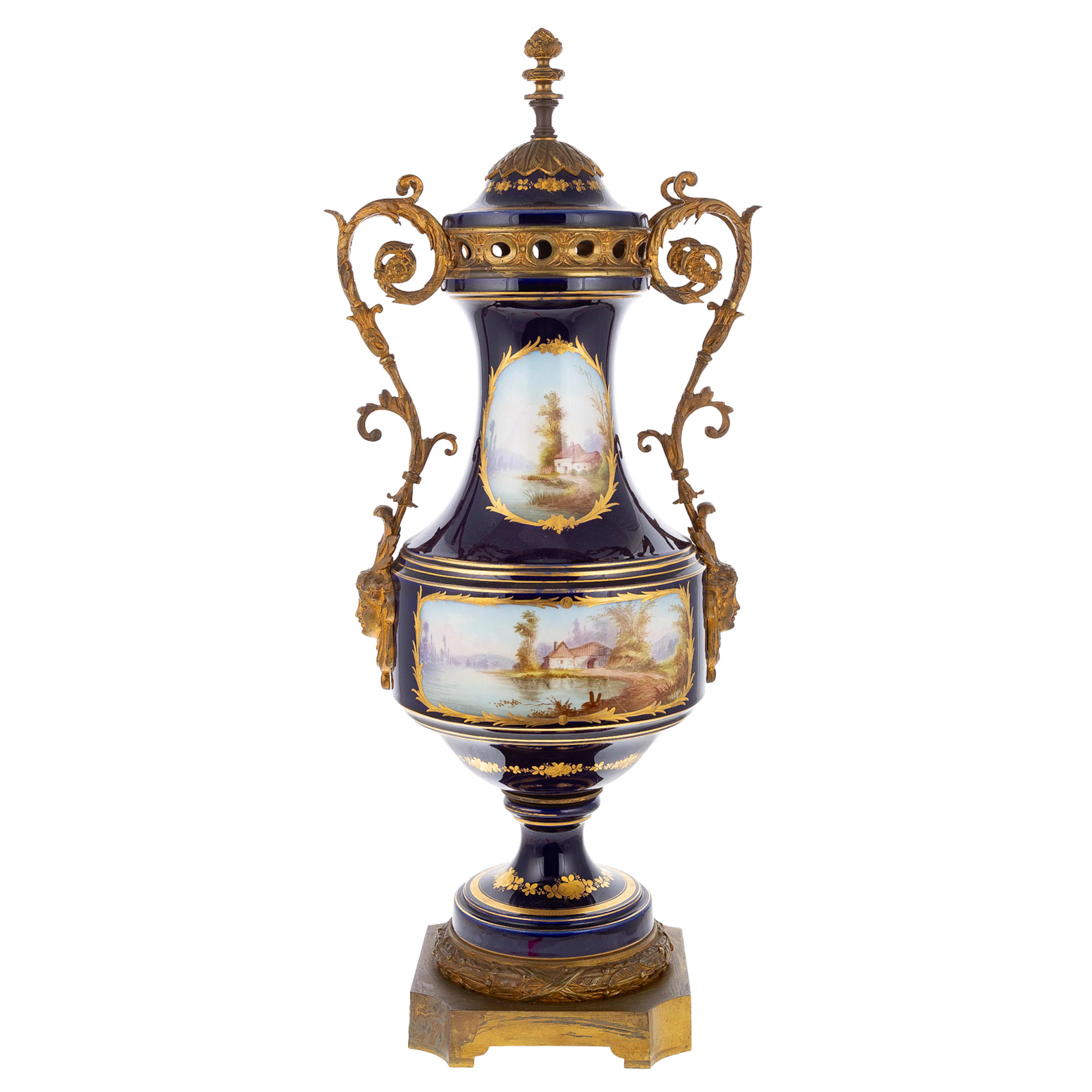 A Sevres Style Mounted Lidded Urn