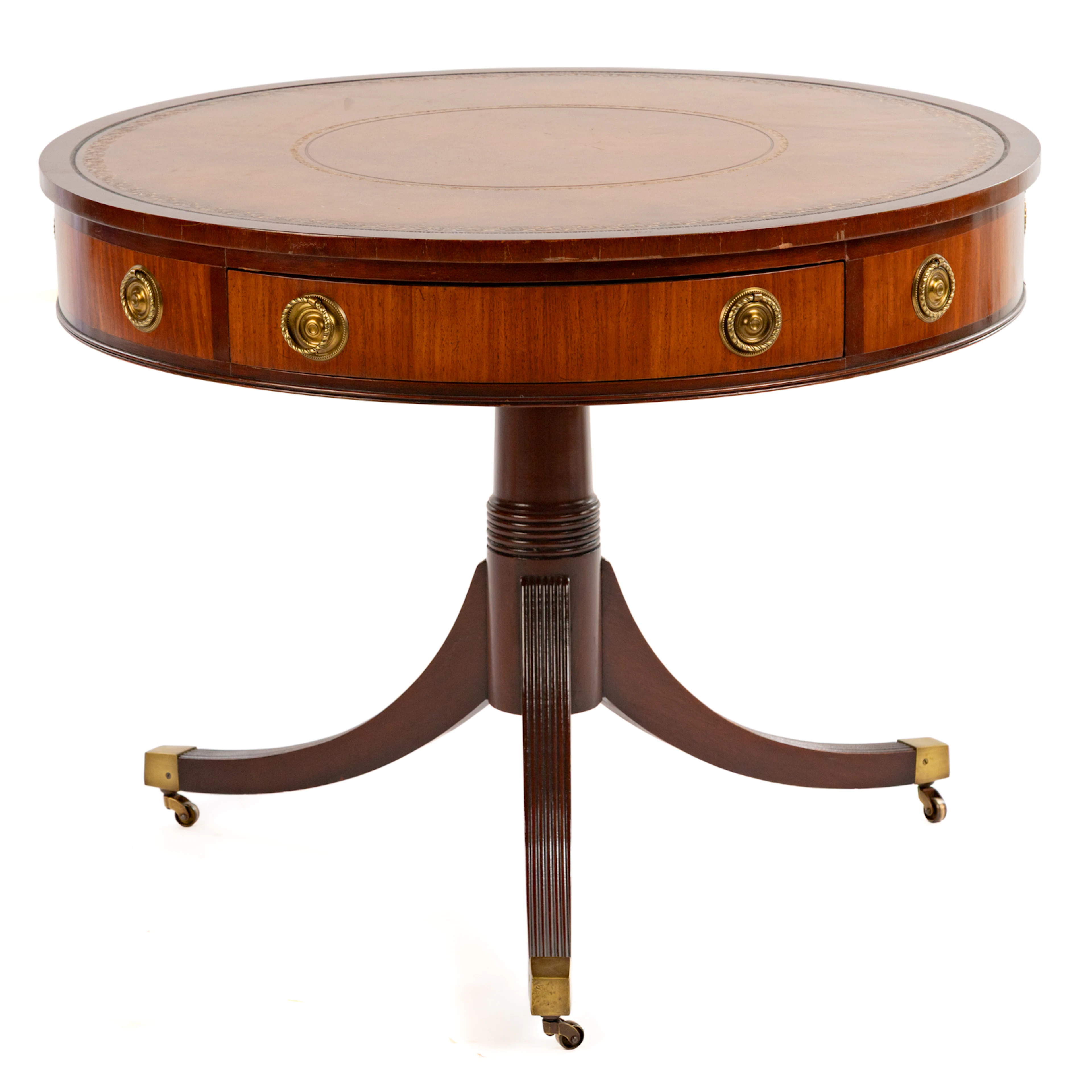 Kittinger Mahogany & Leather Drum Table
