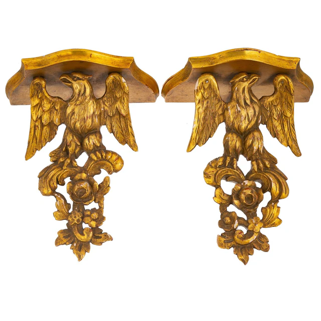 A Pair of Georgian Style Giltwood Wall Brackets
