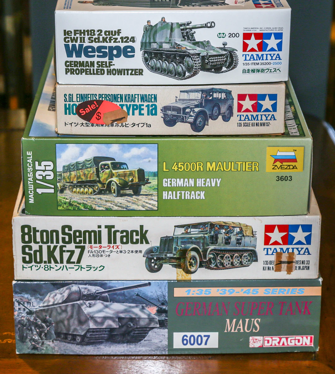 Five German Military Scale Model Kits