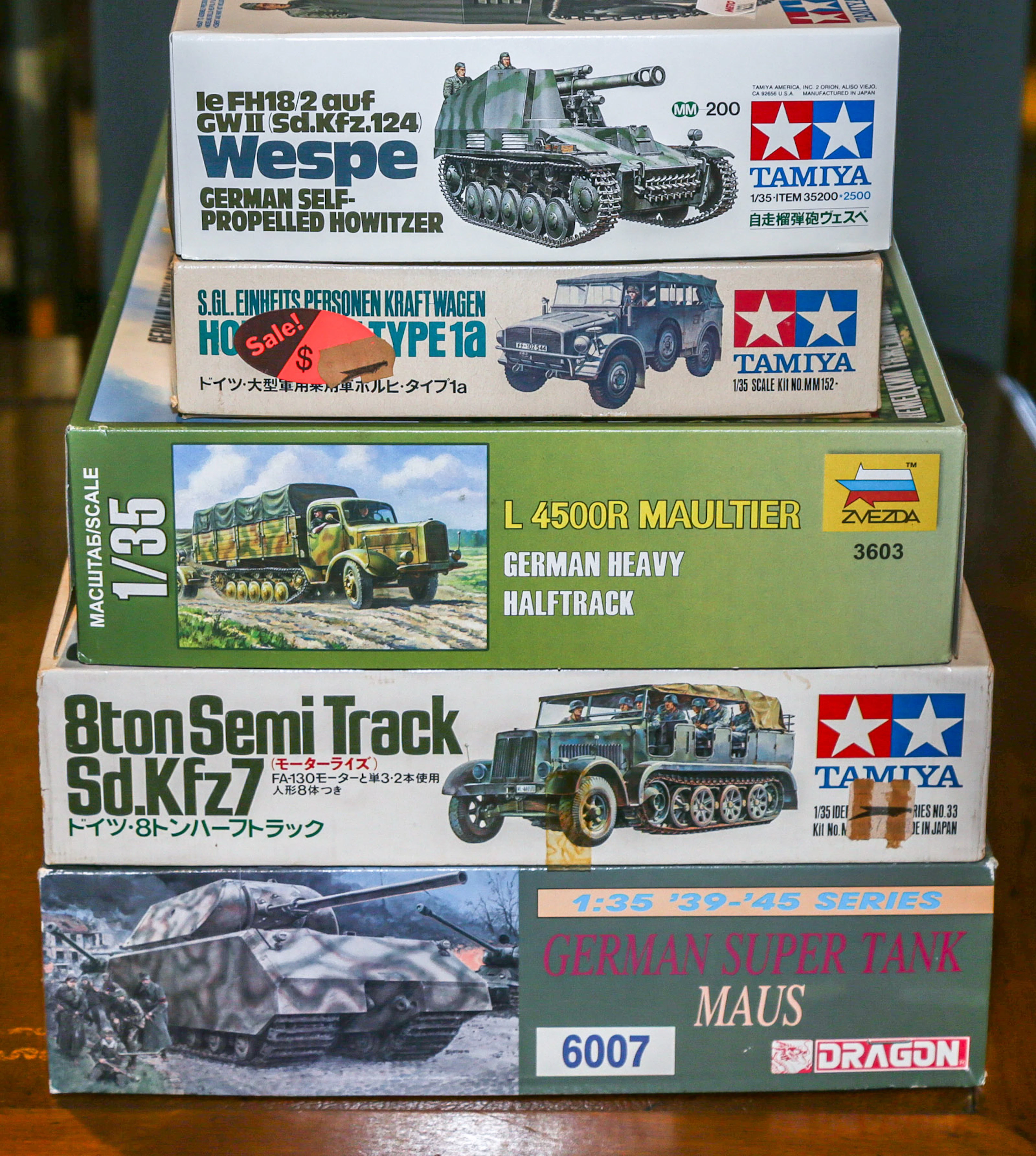 Five German Military Scale Model Kits