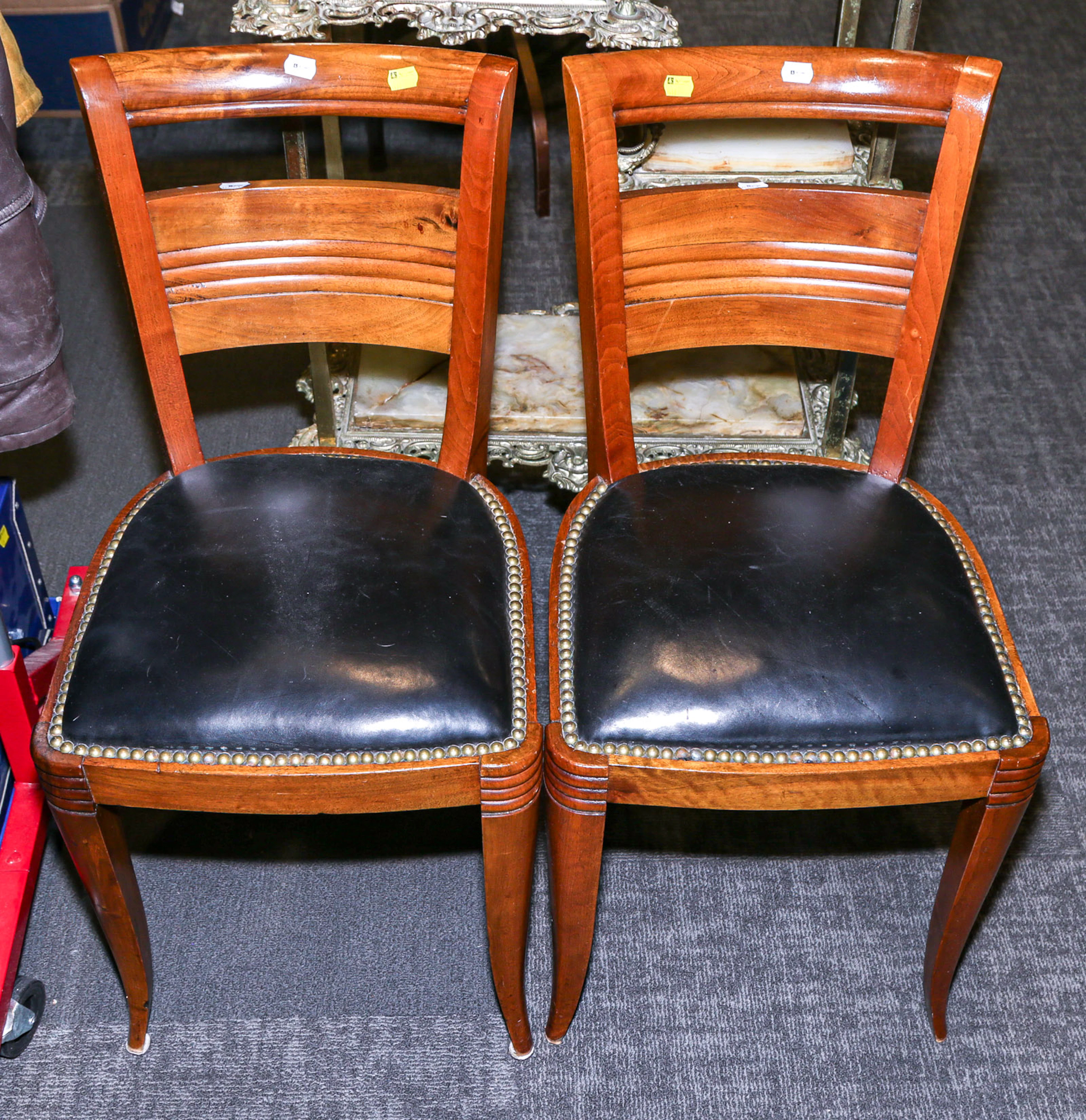 A Pair of Art Deco Style Walnut Side Chairs