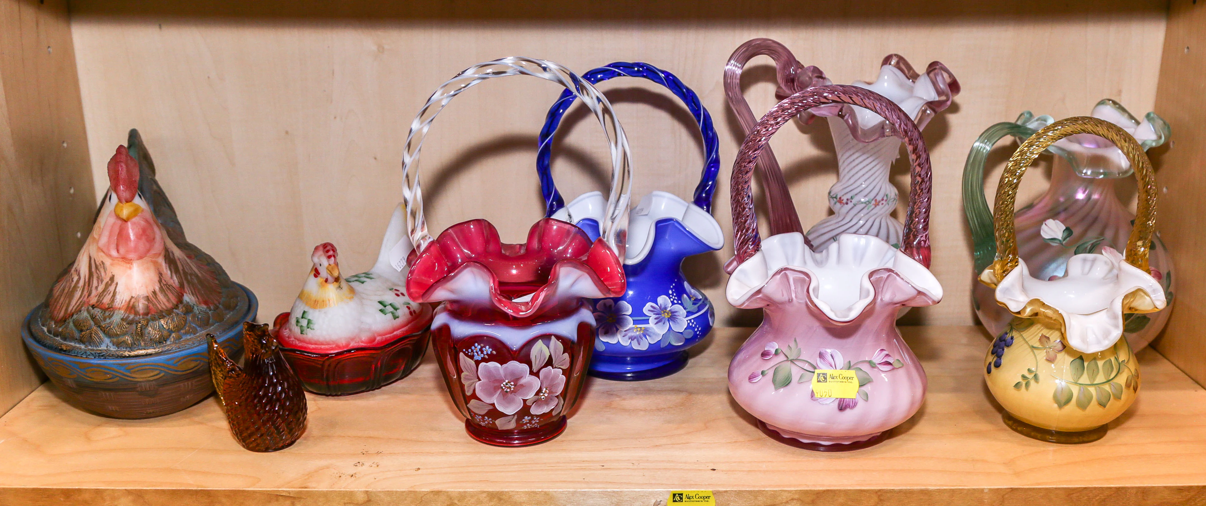 Eight Pieces of Hand-Painted Fenton Glassware