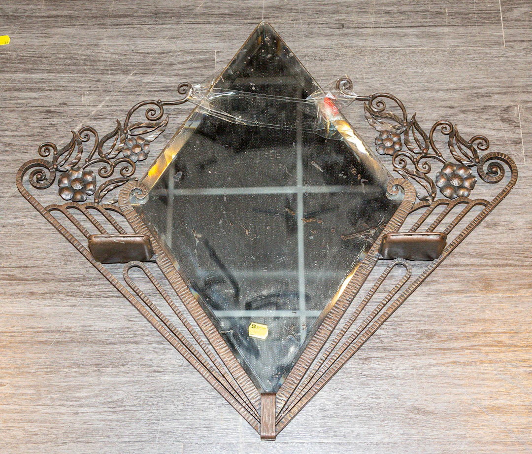 An Art Deco Wrought Iron Mirror