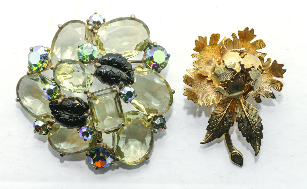 A Warner Flower Brooch & Schiaparelli-Style Brooch