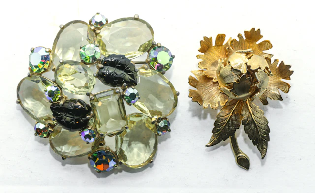 A Warner Flower Brooch & Schiaparelli-Style Brooch